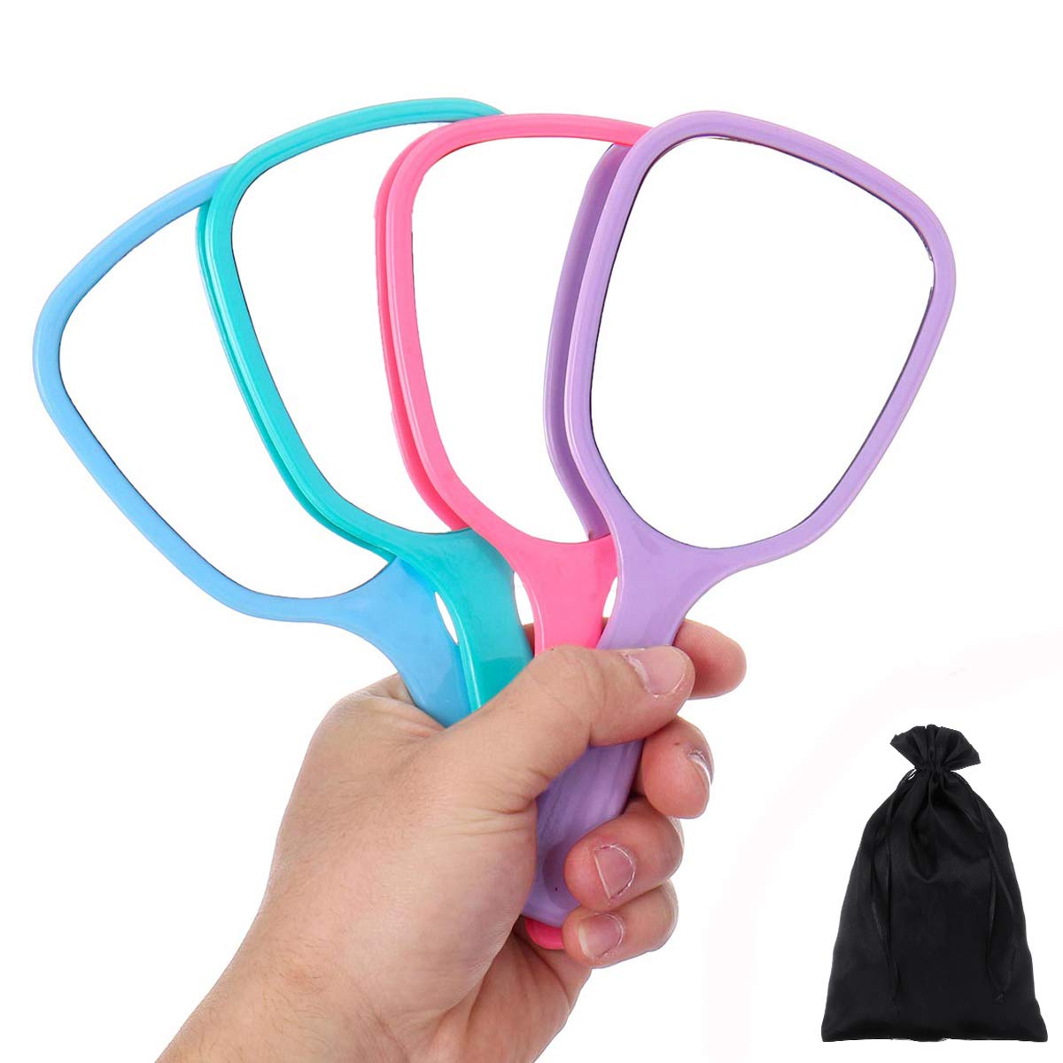 Aestivate 4-Piece Hand Mirror Set - Portable Travel Cosmetic Mirror with Ergonomic Handle - Perfect for Makeup, Salon, Bathroom & On-the-Go Touch Ups