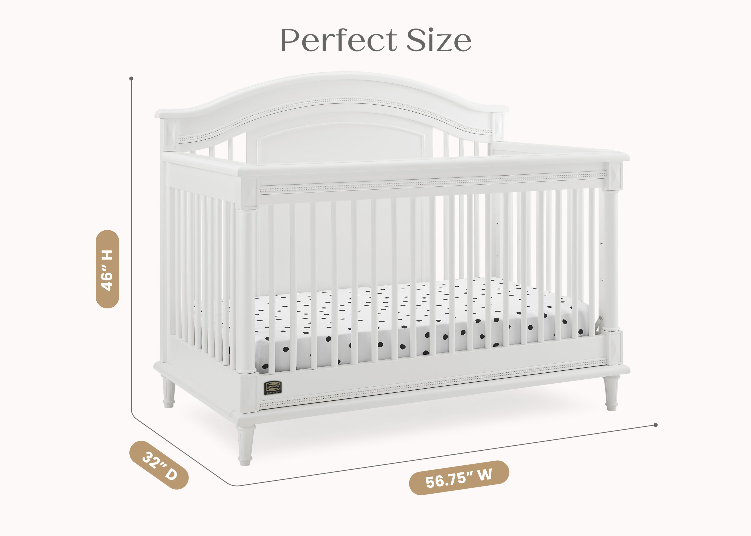 Juliette 6-in-1 Convertible Crib - Baby Crib to Toddler Bed, Daybed & Full Size Bed - Safe Nursery Furniture for Boys & Girls - Perfect for Newborns, Infants & Growing Kids
