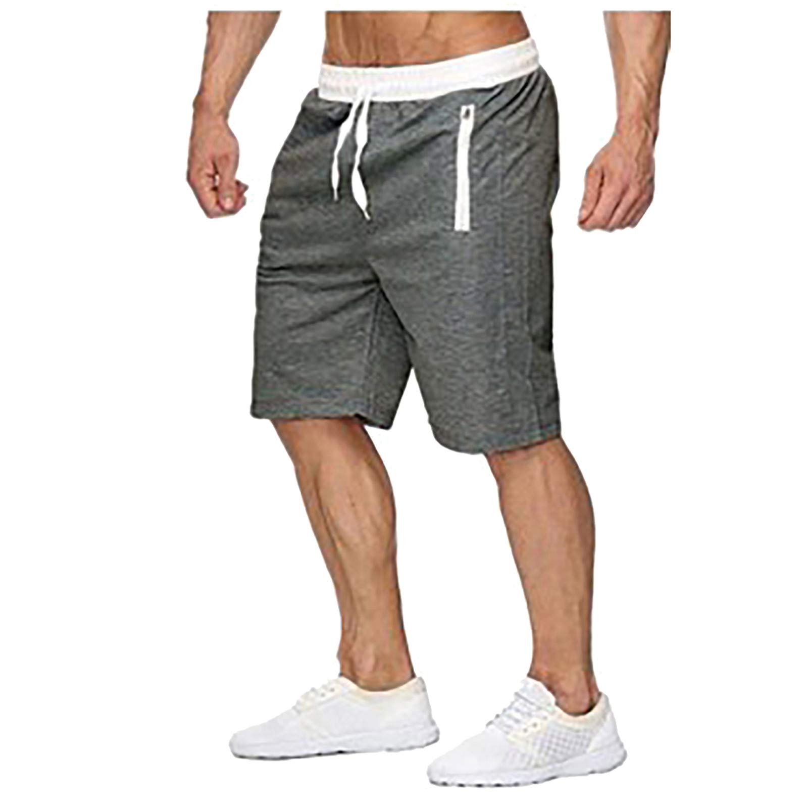 Men's Elastic Waist Jogger Shorts with Drawstring & Zipper Pockets - Breathable Lounge, Workout & Sports Shorts for Summer - Perfect for Gym, Running, Yoga & Casual Wear