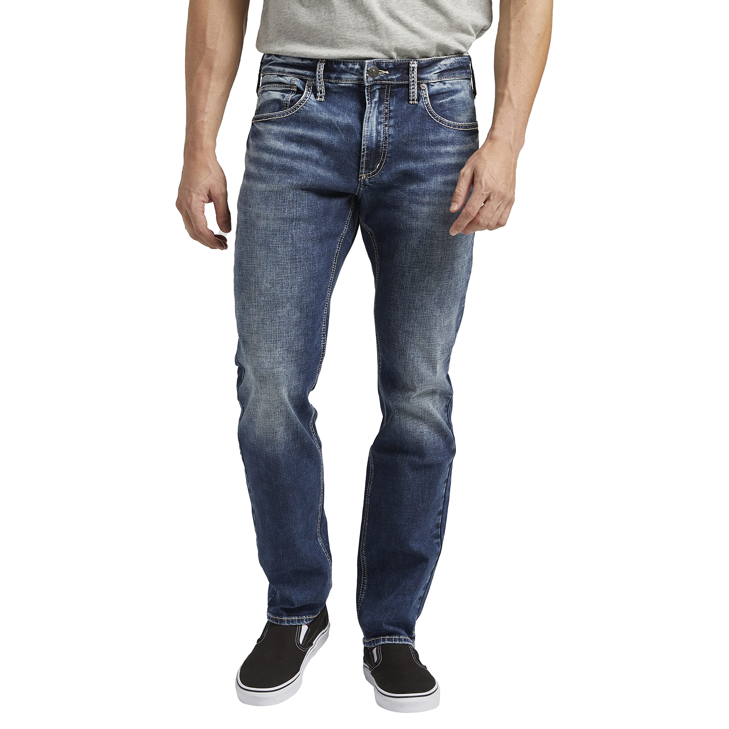 Silver Jeans Co. Men's Konrad Fit Slim Leg Jeans - Classic Denim Pants for Casual Wear & Everyday Style | Perfect for Work, Date Night & Weekend Outings