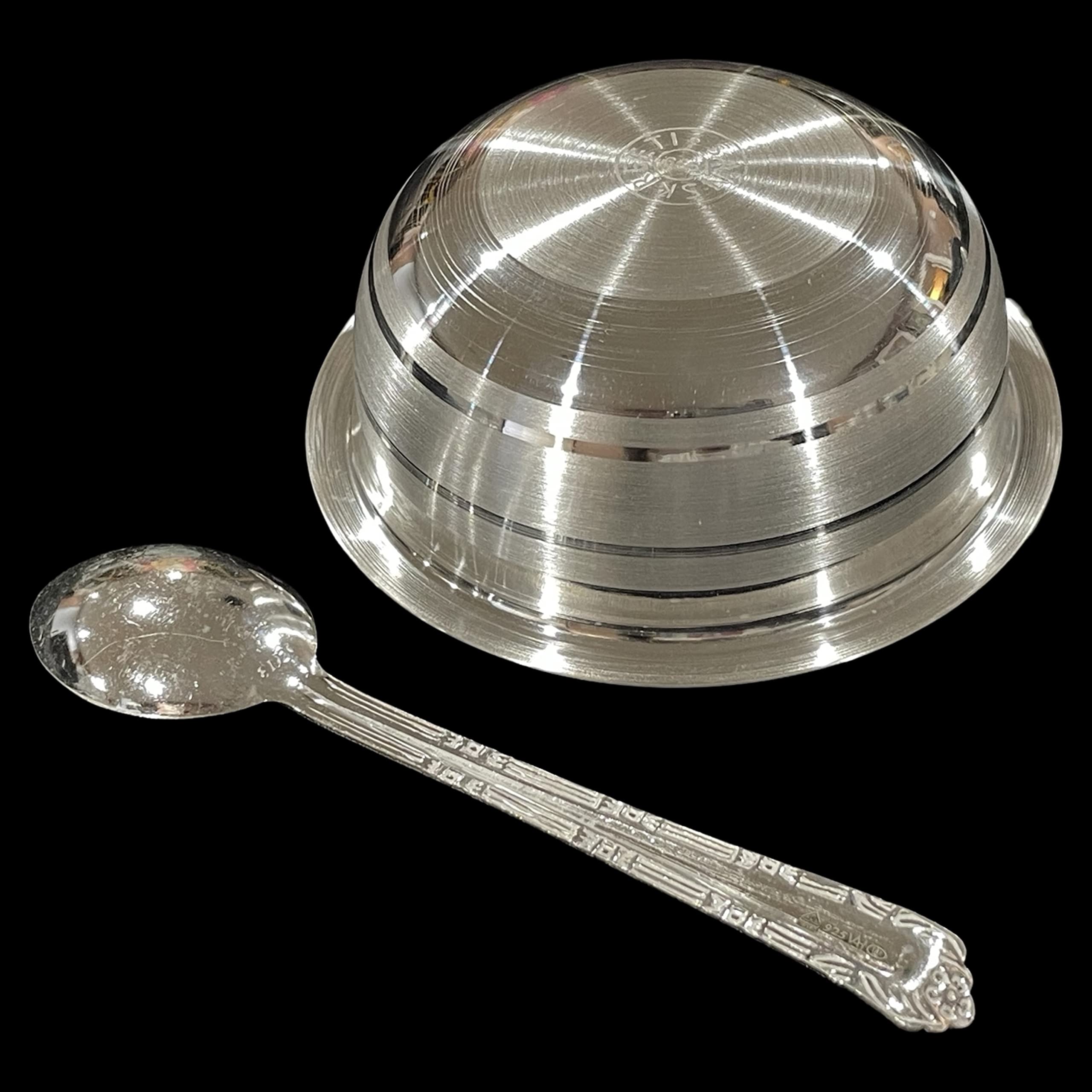 999 Pure Silver 3.75 Inch Bowl & Spoon Set - Elegant Dining Gift for Special Occasions, Perfect for Wedding, Anniversary & Luxury Home Decor