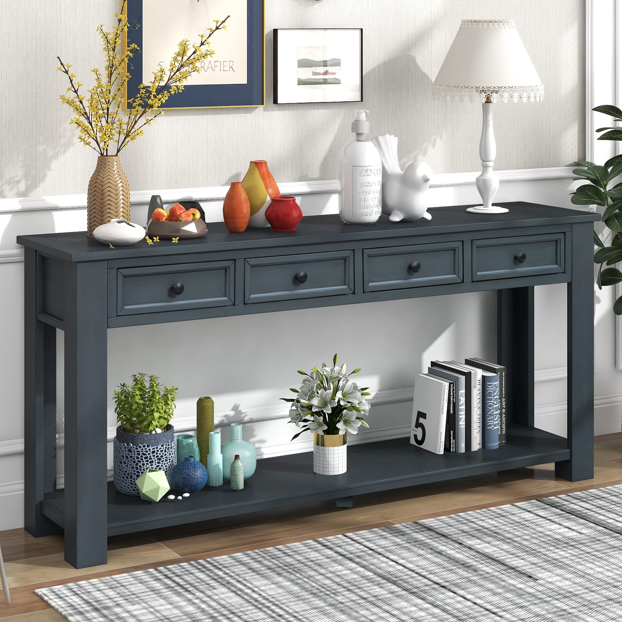 Farmhouse Console Table with Drawer - 55