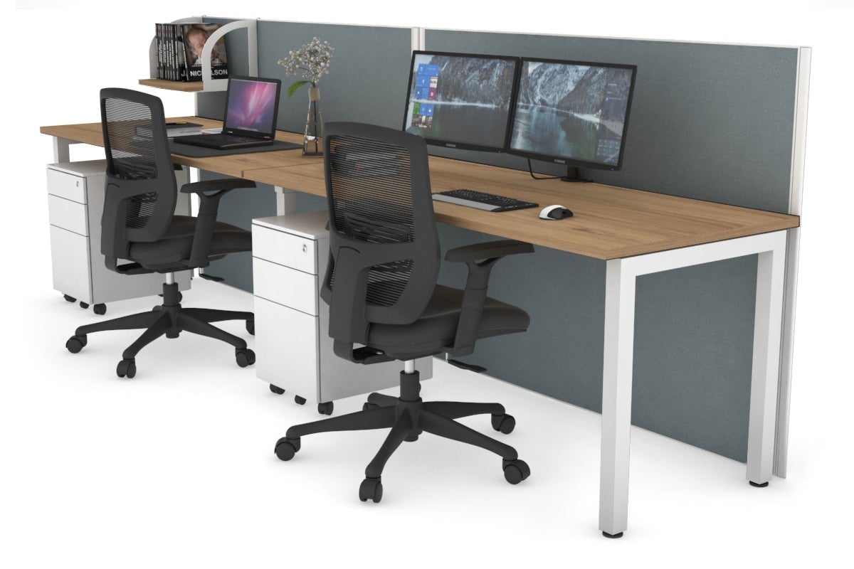 Horizon Quadro 2 Person Office Workstation with Square Legs - 1800L x 700W Dimensions - Perfect for Collaborative Workspaces & Home Offices
