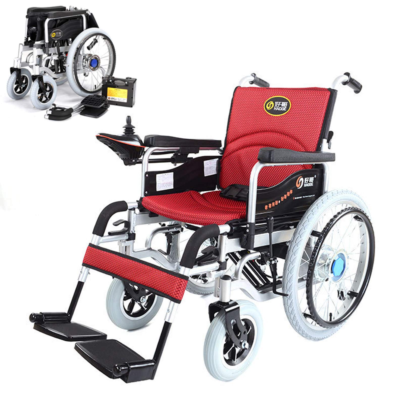 RURUANNA Portable Foldable Electric Wheelchair for Adults - 500W Dual Motor All-Terrain Mobility Scooter with 28.8