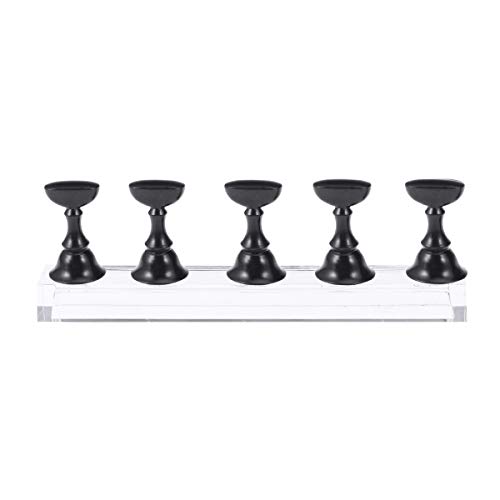 Lurrose 6pcs Magnetic Nail Tips Practice Display Stand - Chessboard Design Crystal Holder for False Nails, Manicure Salon Tool (Black) | Perfect for Nail Art Practice, Salon Display & DIY Nail Extension at Home