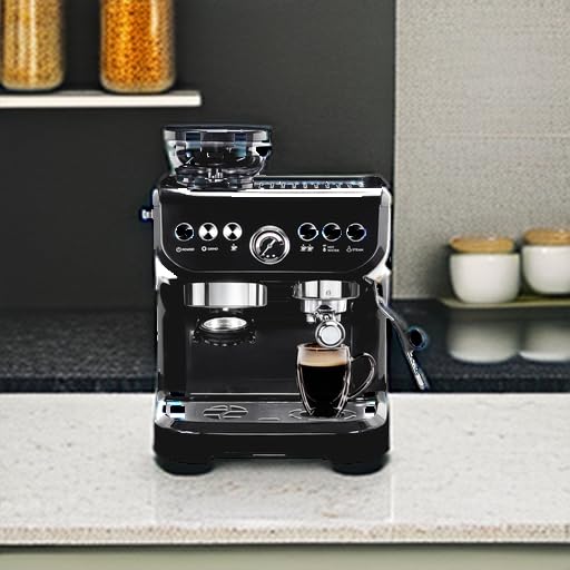 MIROX 15 Bar Espresso Machine with Milk Frother & Built-in Grinder - 70oz Removable Water Tank for Cappuccino & Latte - ABS High-Strength Plastic Coffee Maker for Home & Office Use