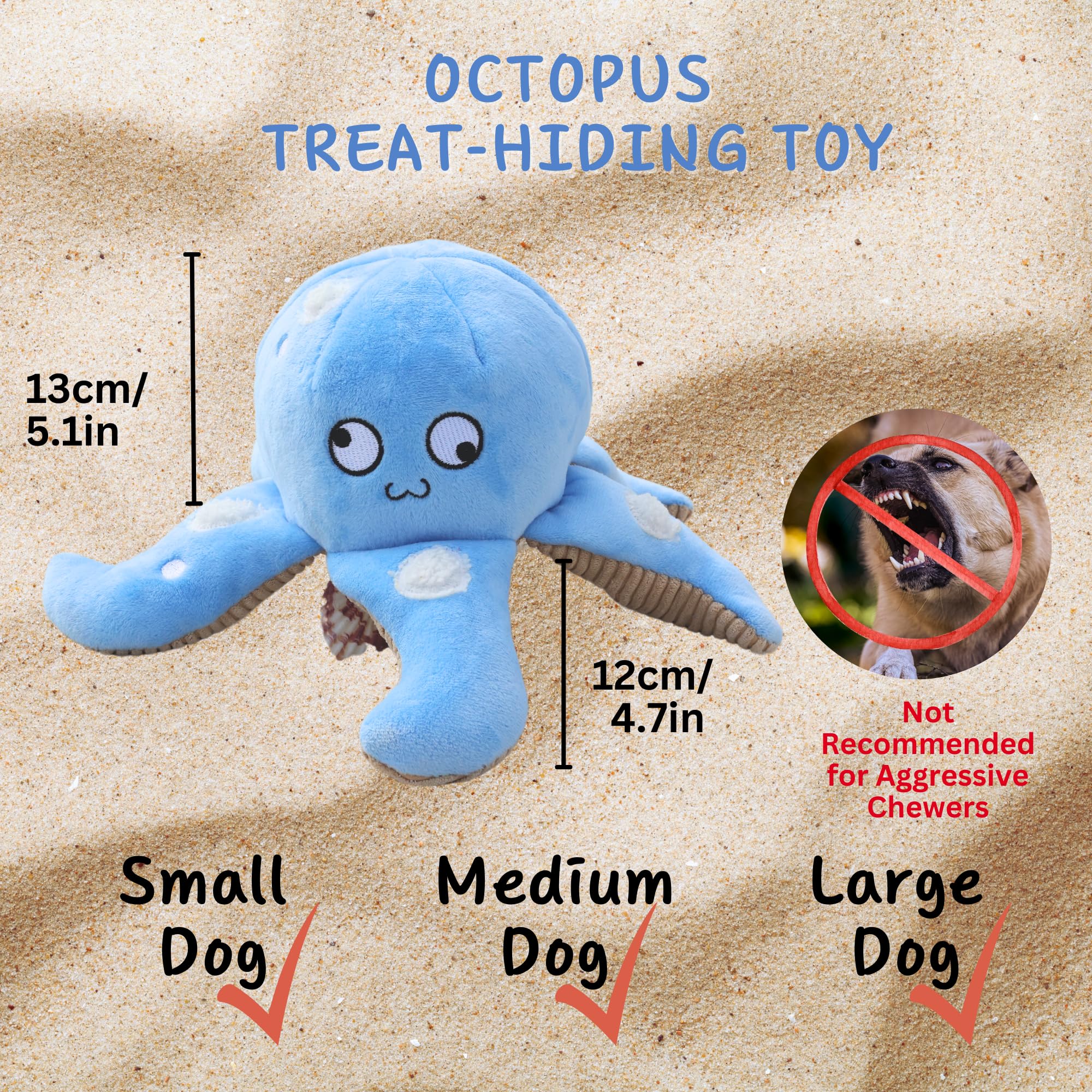 Interactive Squeaky Chew Puzzle Snuffle Dog Toy for Small, Medium & Large Dogs - Blue Octopus Design for Mental Stimulation & Playtime Fun