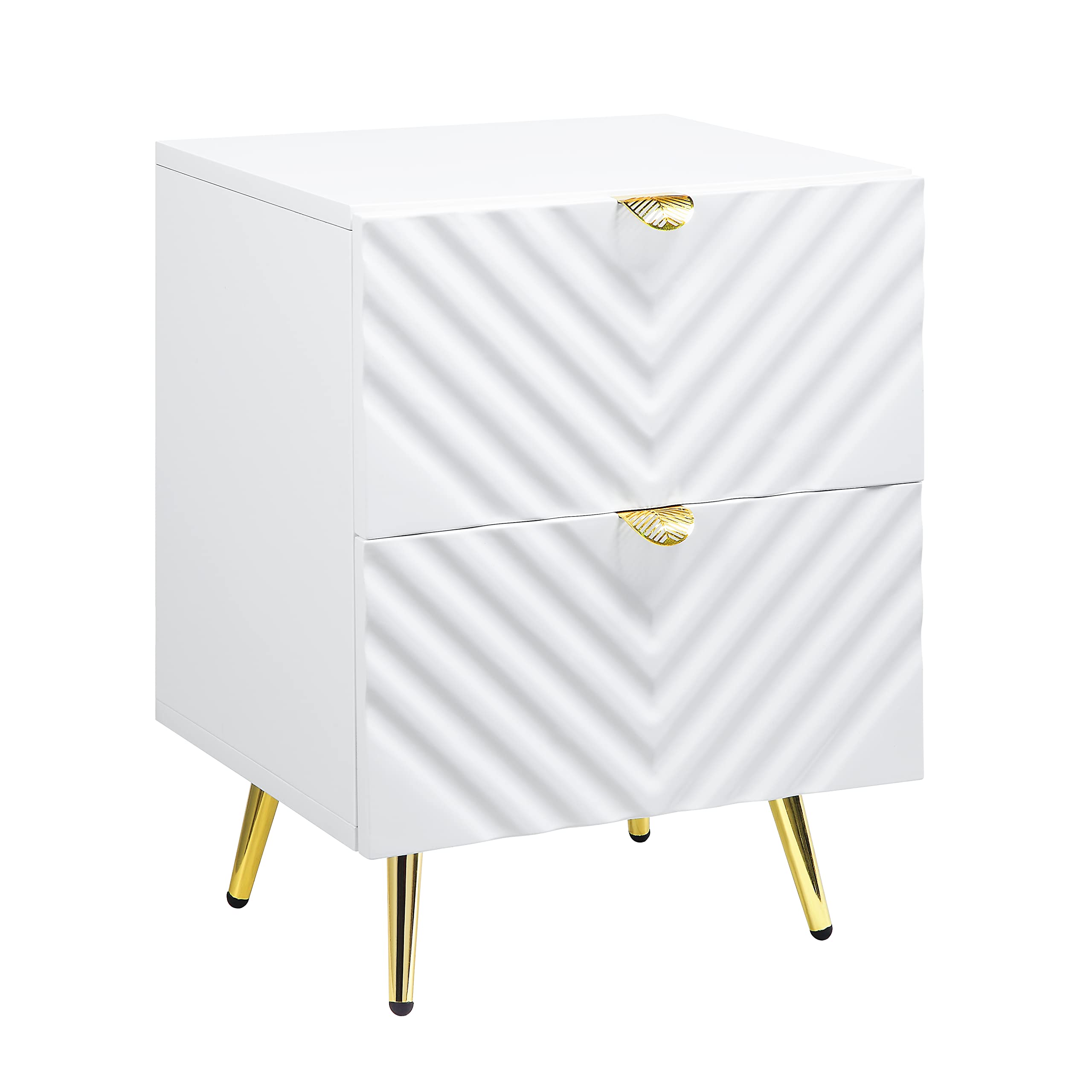 Mid Century Modern Nightstand - Wooden Bedside Table with Drawer and Shelf for Bedroom Storage | White End Table for Living Room, Guest Room & Dorm