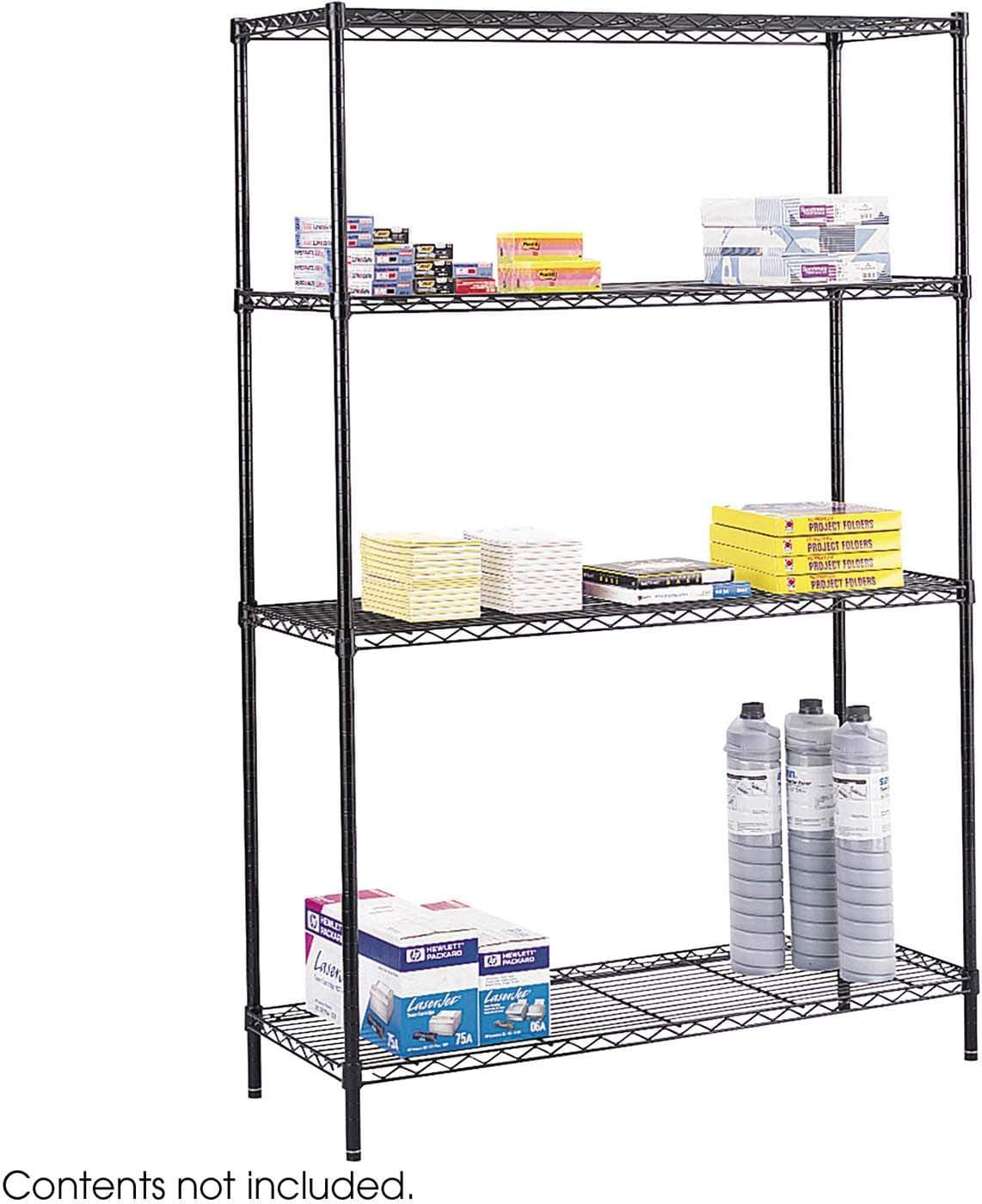 Commercial Wire Shelving 48 x 18 Inches, Black Metal Storage Rack for Warehouse, Garage, Pantry Organization [5241BL] - Heavy Duty Utility Shelves for Industrial, Retail & Home Use