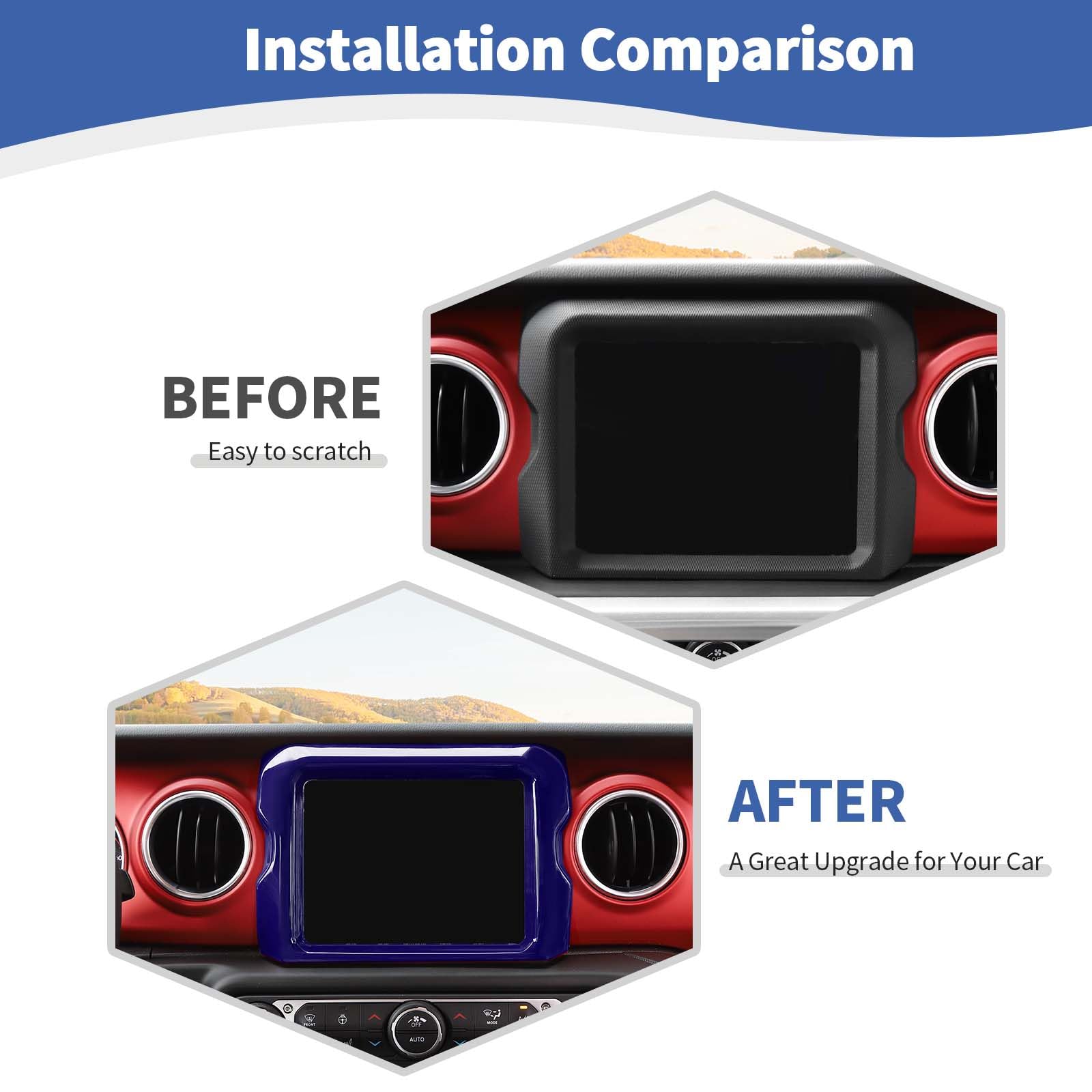 Jeep JL Center Console Radio Display Panel Trim Cover - Compatible with Jeep Wrangler JL/JLU & Gladiator JT (2018-2023) - 8.4 Inch Purple Interior Accessories - Upgrade Your Ride for Off-Road Adventures & Daily Commuting