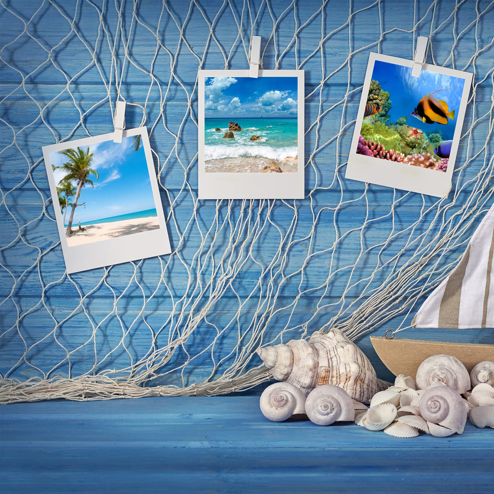 8-Piece Natural Cotton Fish Net Decorations - 78.7