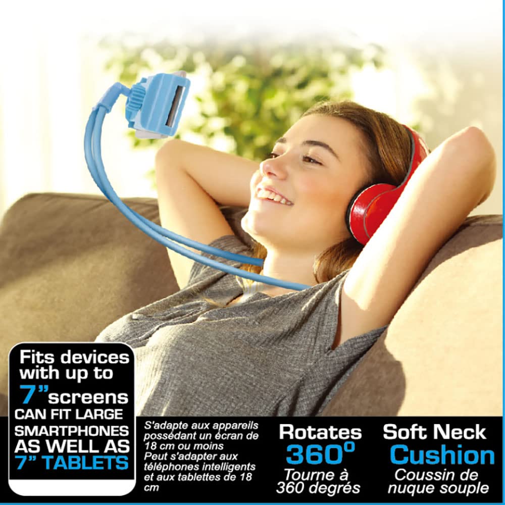 Ergonomic Neck Cell Phone Holder - Adjustable Desk, Bed, Bike & Motorcycle Phone Mount - Lazy Bracket Mobile Stand (Blue) | Perfect for Work, Gaming, Reading & Travel Accessories