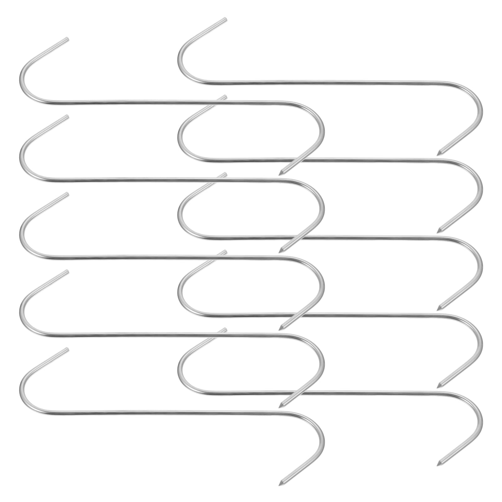 10 Pack Stainless Steel Meat Hooks for Kitchen - Heavy Duty Sausage, Fish, Poultry & Roast Hanging Hooks - BBQ, Smoking, Chinese Bacon & Pork Hanging - Perfect for Home Kitchen, Butcher Shop & Outdoor Cooking