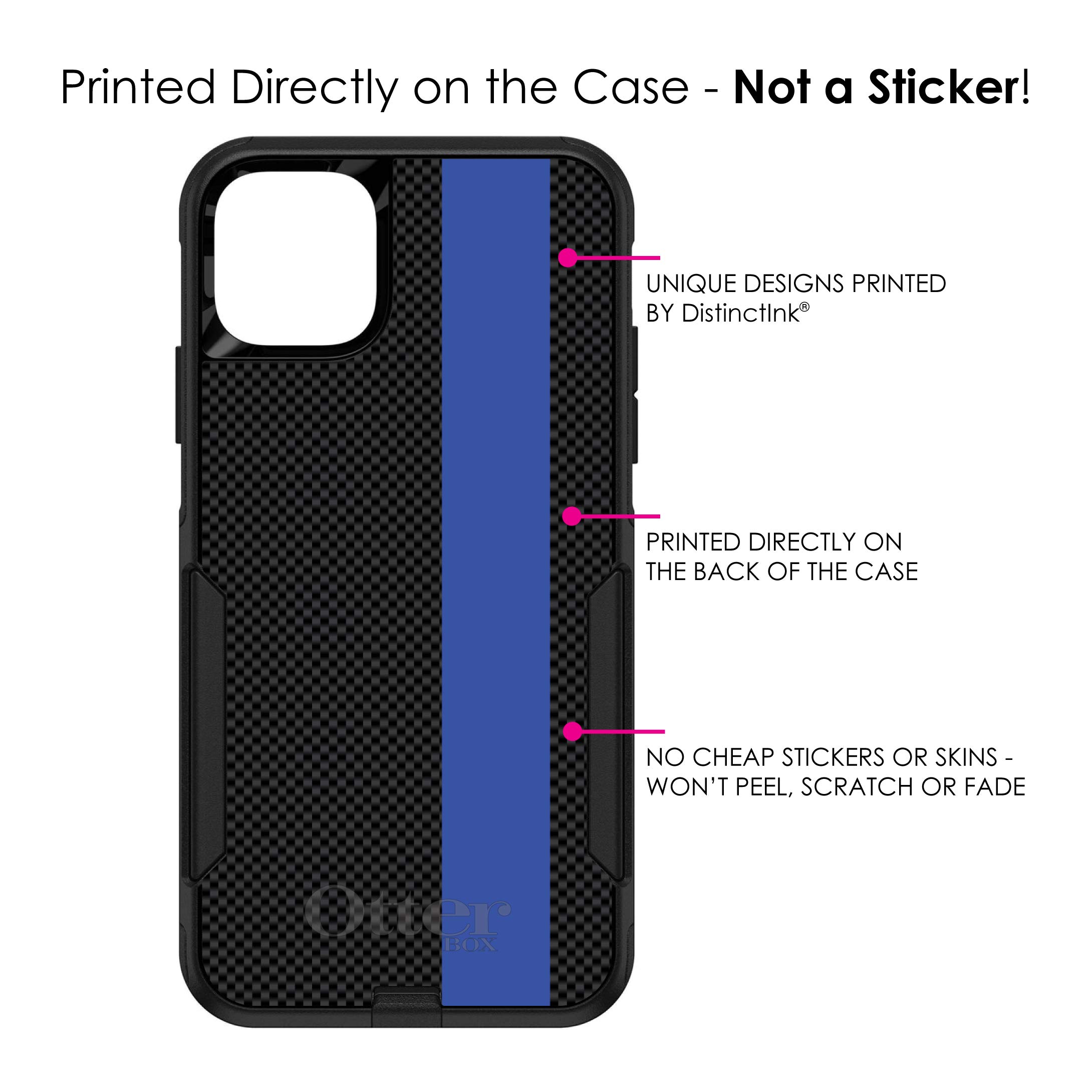 DistinctInk iPhone 11 Pro MAX Case (6.5 Inch) - Slim Protective Cover with Carbon Fiber Design | Thin Blue Line Grey Black | OtterBox Commuter Replacement | Perfect for Everyday Use & Outdoor Activities