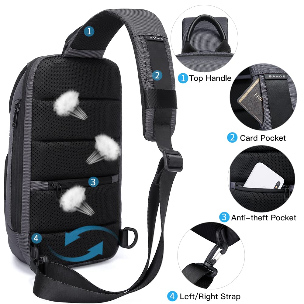 BANGE Sling Bag for Men & Women - Durable Crossbody Shoulder Backpack for Travel, Gym & Everyday Use | Water-Resistant & Lightweight