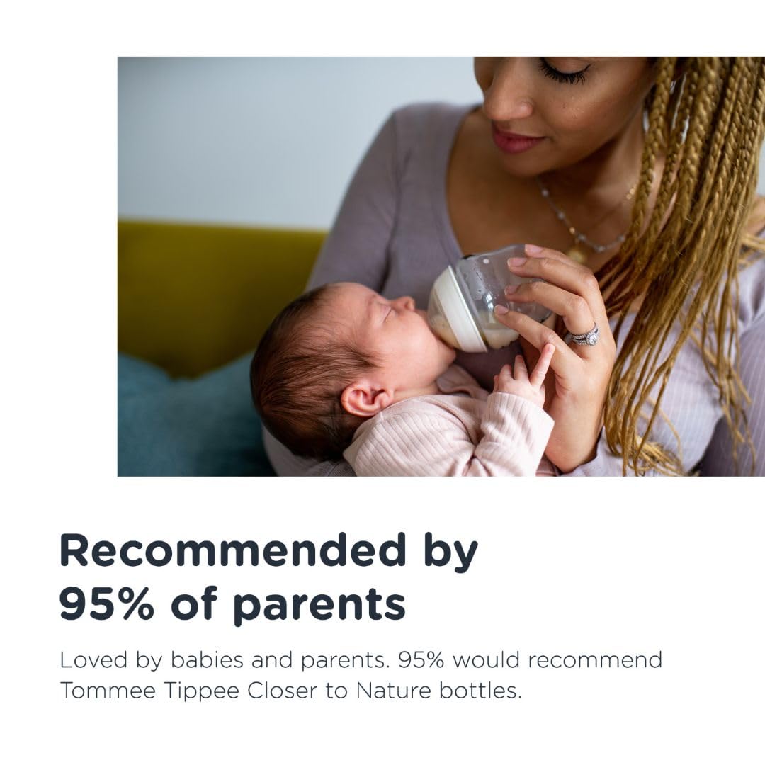 Tommee Tippee Closer to Nature Baby Bottles - 6 Pack (9oz) with Slow Flow Breast-Like Nipple & Anti-Colic Valve | Perfect for Newborns & Breastfed Babies | BPA-Free, Easy to Clean for Daycare & Travel Use