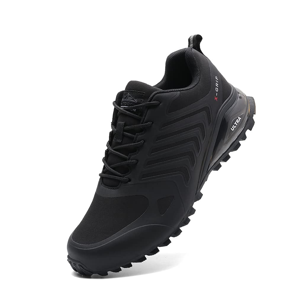 **Pucluex Men's Spikeless Golf Shoes - Waterproof, Breathable & Anti-Slip Comfort Sneakers for Walking & Golfing - Ideal for Course, Driving Range & Casual Wear (Black)**