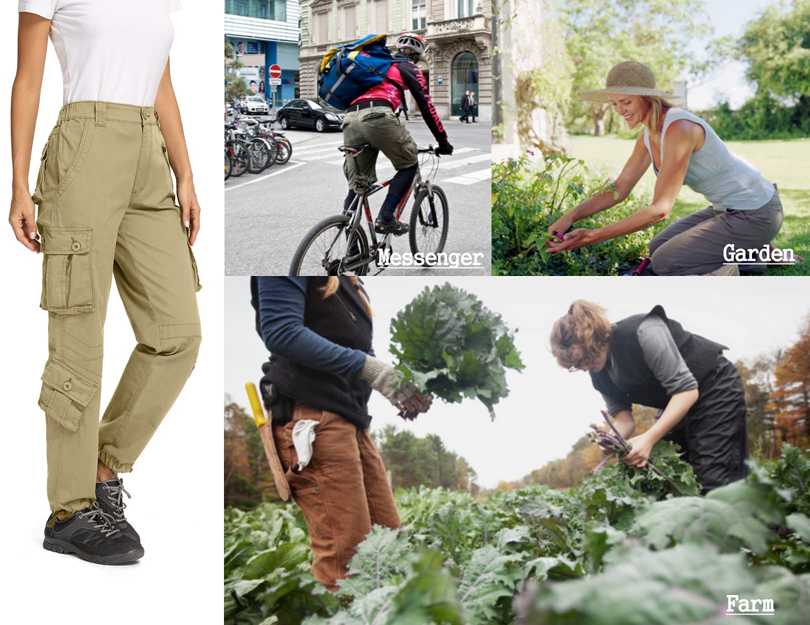 Raroauf Women's Casual Cotton Cargo Pants - Military Style Combat Work Pants with 8 Pockets - Comfortable Capri Pants for Outdoor, Hiking, Work & Everyday Wear