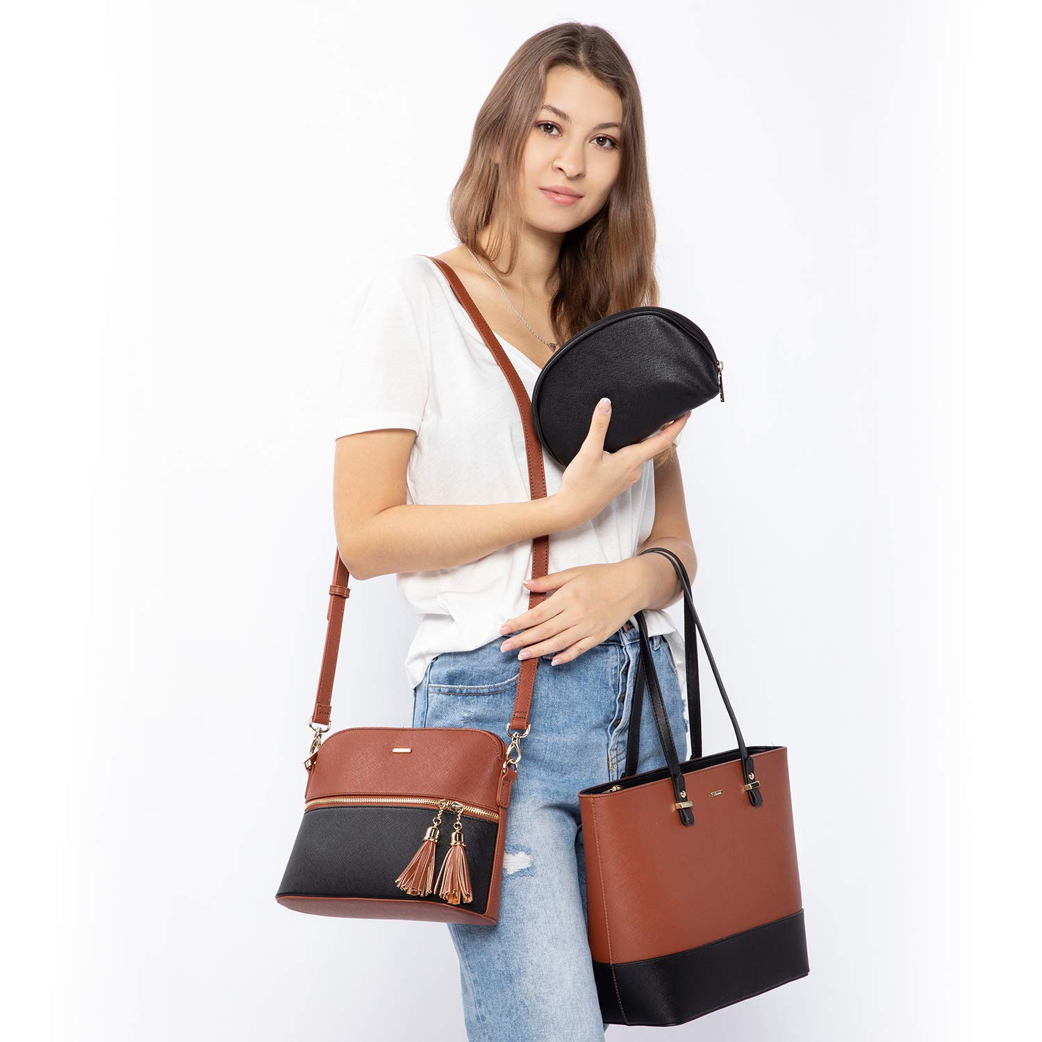 LOVEVOOK Women's Handbags Set - 3 Piece Shoulder Bag, Tote & Satchel Purse for Work, Travel & Everyday Use | Stylish & Durable Hobo Bags