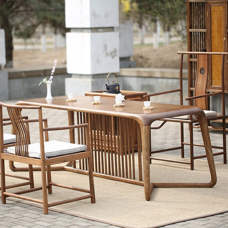 Handcrafted Elm Wood Gongfu Tea Table - Traditional Chinese Tea Ceremony Table for Home & Office - Perfect for Tea Lovers, Meditation, and Zen Decor