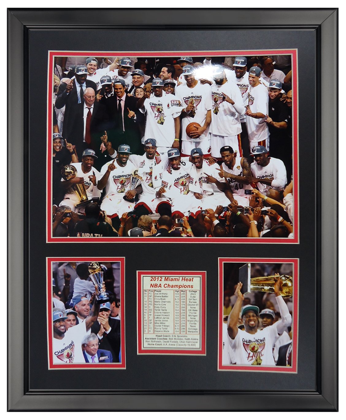 2012 Miami Heat NBA Champions - Legends Never Die Podium Framed Photo Collage 16x20 Inches - Perfect for Sports Memorabilia, Man Cave Decor & Basketball Fan Gifts
