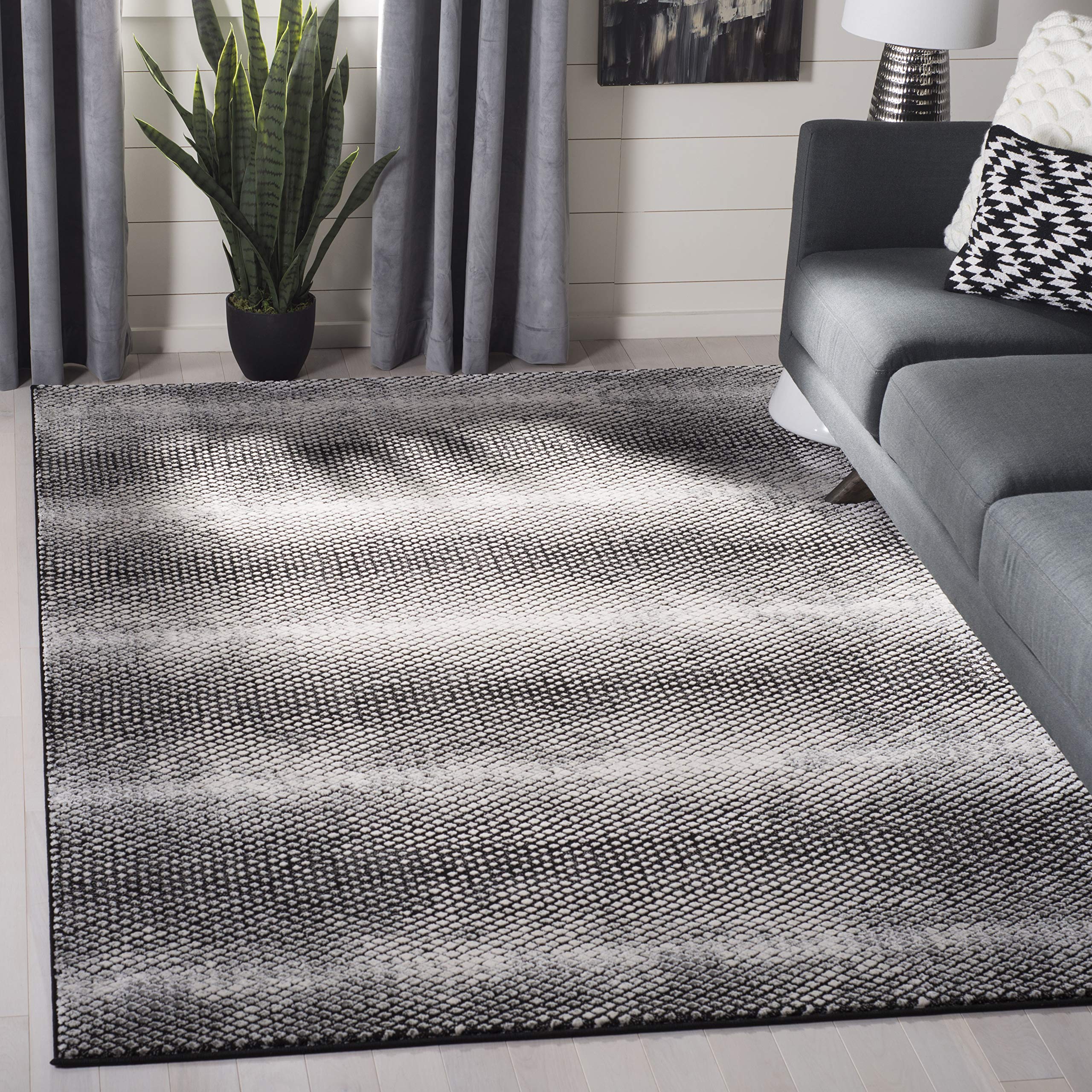 SAFAVIEH Lurex Collection 8' x 10' Black & Ivory Modern Abstract Area Rug - Non-Shedding, Easy Care, Stain Resistant - Perfect for Living Room, Bedroom, Office & High Traffic Areas - LUR186Z