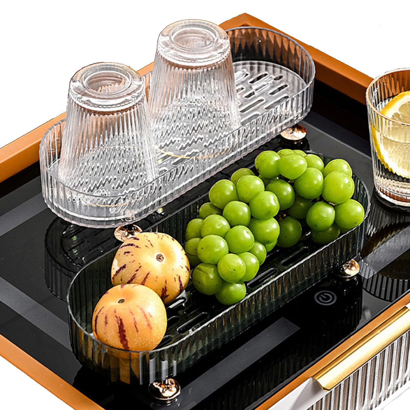 Clear Acrylic Vanity Tray for Makeup, Perfume & Skincare - Small Bathroom Countertop Organizer for Cosmetics, Lotions & Jewelry - Perfect for Dresser, Vanity or Bathroom Counter Organization