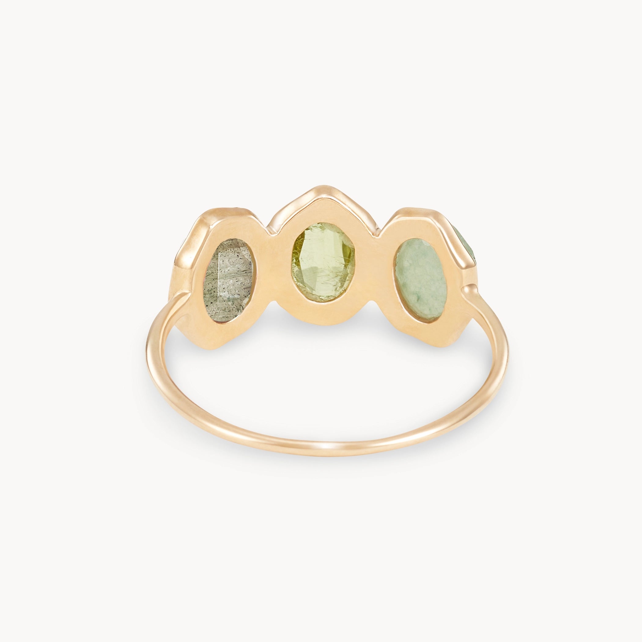 14K Yellow Gold Earth Element Mood Ring with Natural Gemstones | Emotional Wellness & Spiritual Healing Jewelry for Women | Perfect for Meditation, Yoga & Daily Wear