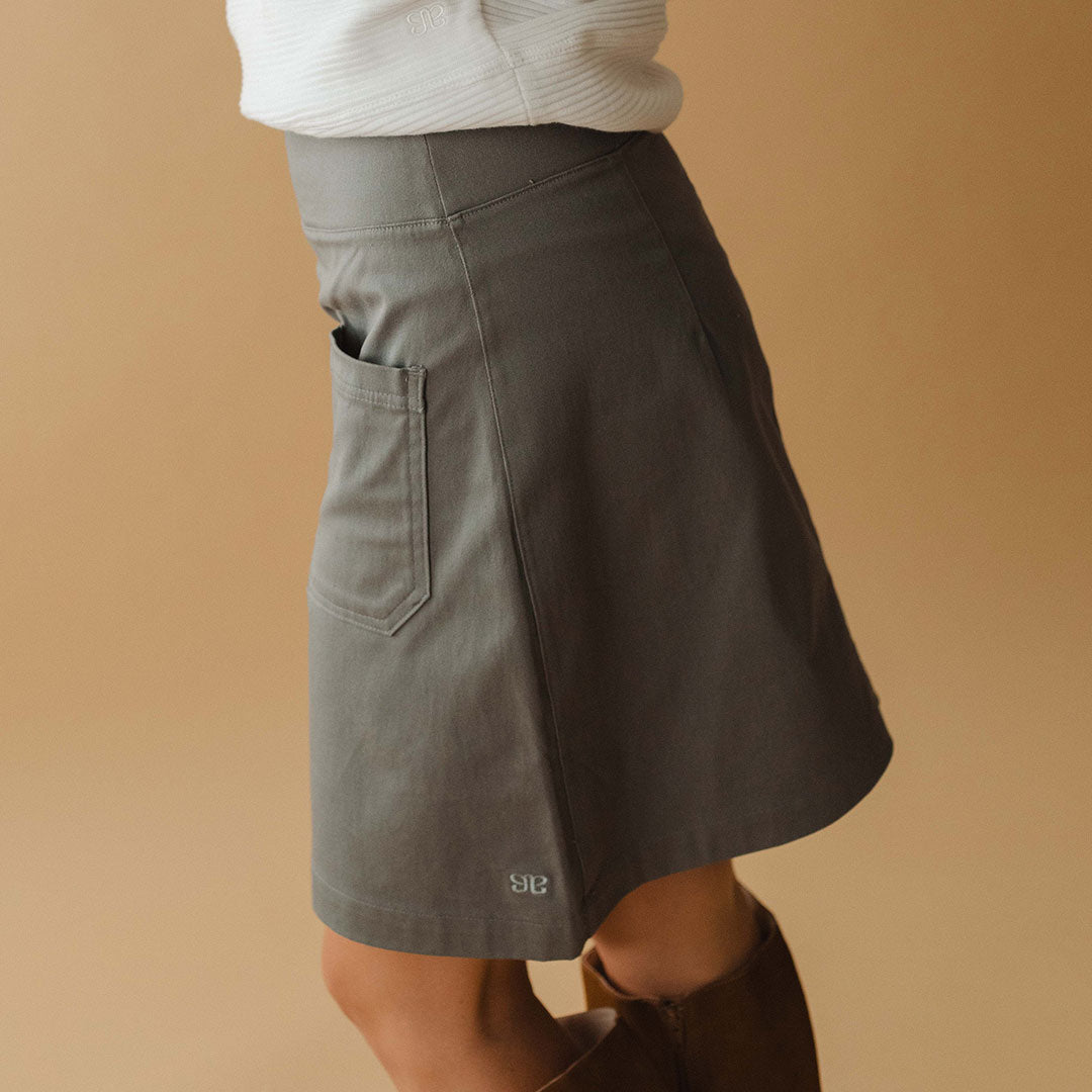 Stylish Grey Canvas Skirt for Women - Comfortable & Durable A-Line Skirt - Perfect for Casual Outings, Work & Summer Fashion