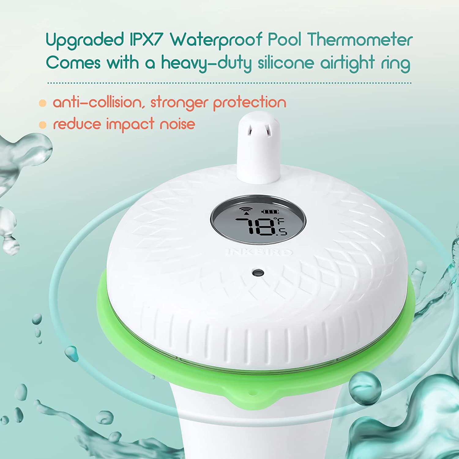 Wireless Pool Thermometer Set IBS P02R with WIFI Gateway IBS M2 - Smart Swimming Pool Temperature Monitor for Home & Backyard Use