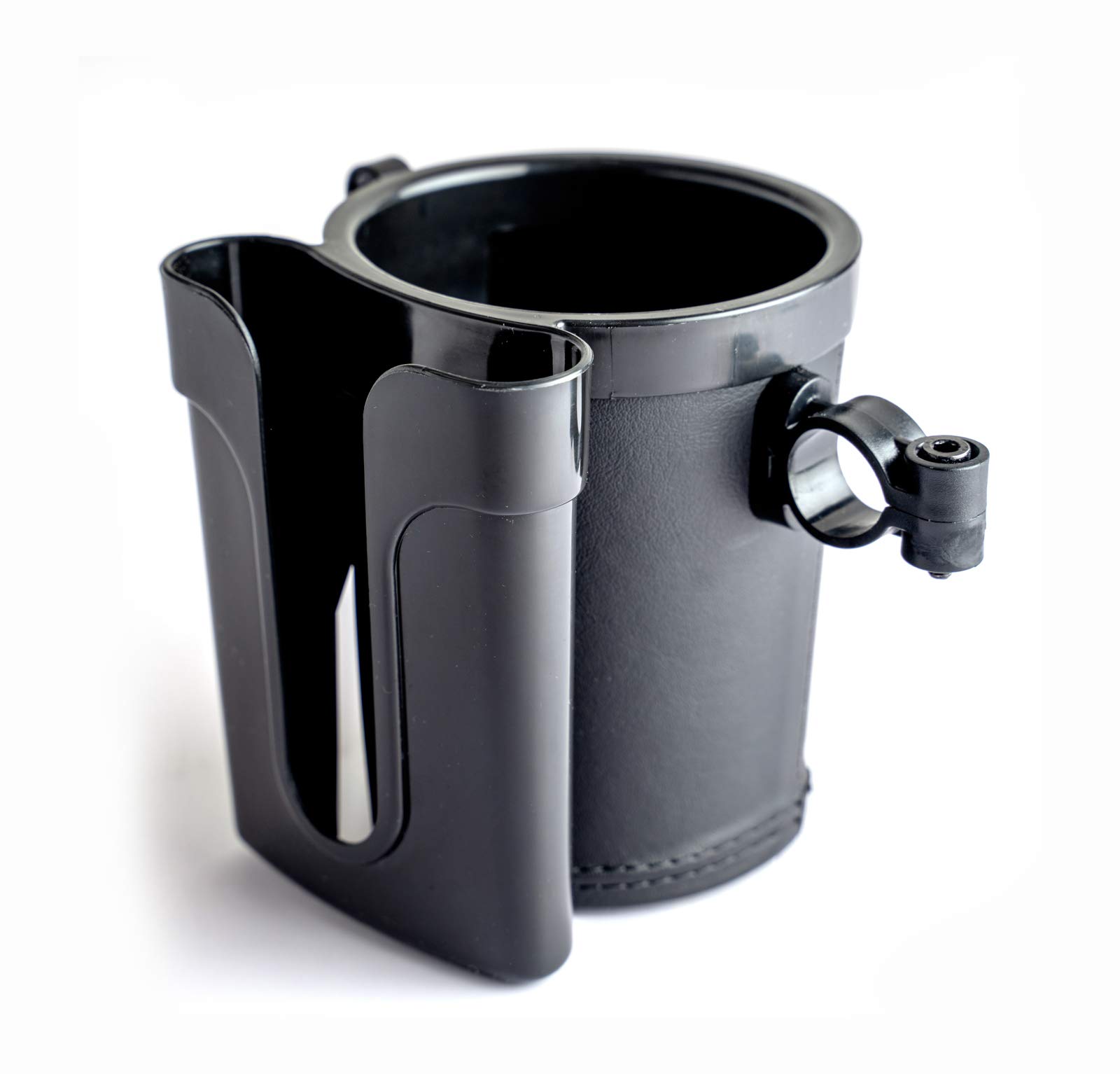 **Black Bike Cup Holder with Phone & Keys Mount - Handlebar Drink Holder for Water Bottles & Beer - Perfect for Cycling, Commuting & Outdoor Adventures**