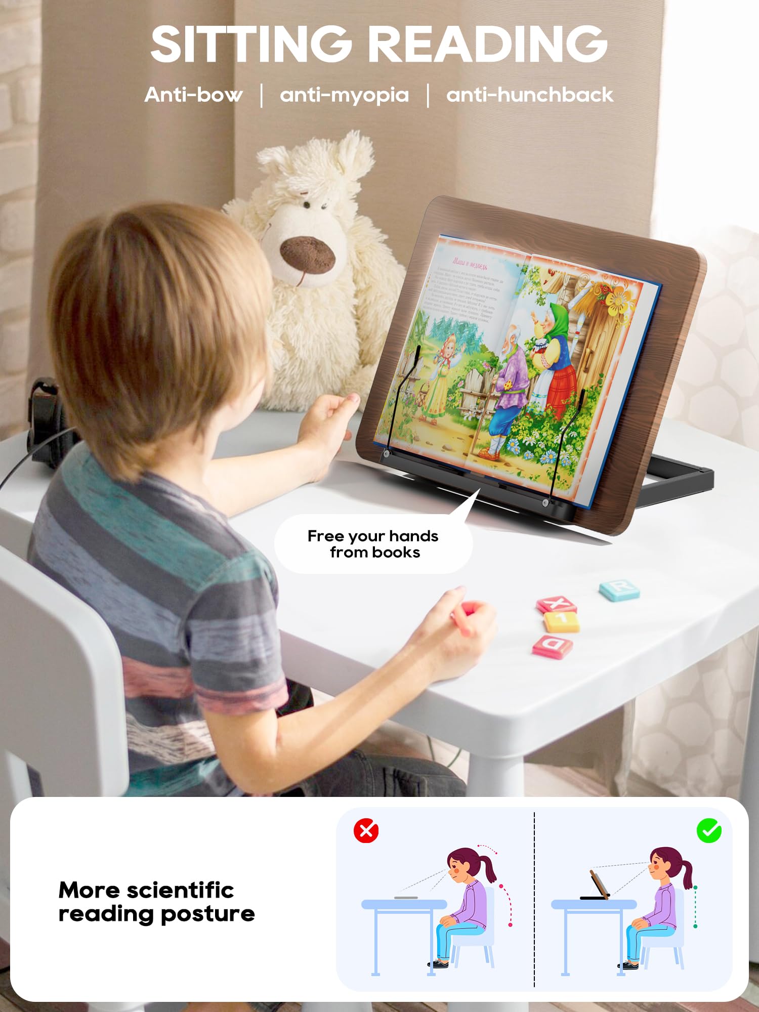 2 in 1 Adjustable Book Stand - Dual-Use Floor & Desktop Book Holder for Reading, Cooking & Work, Height Adjustable 23.5-52 inches, Elastic Page Clips for Music Sheets, Recipes, Tablets & Laptops - Black | Perfect for Home Office, Kitchen & Music Practice