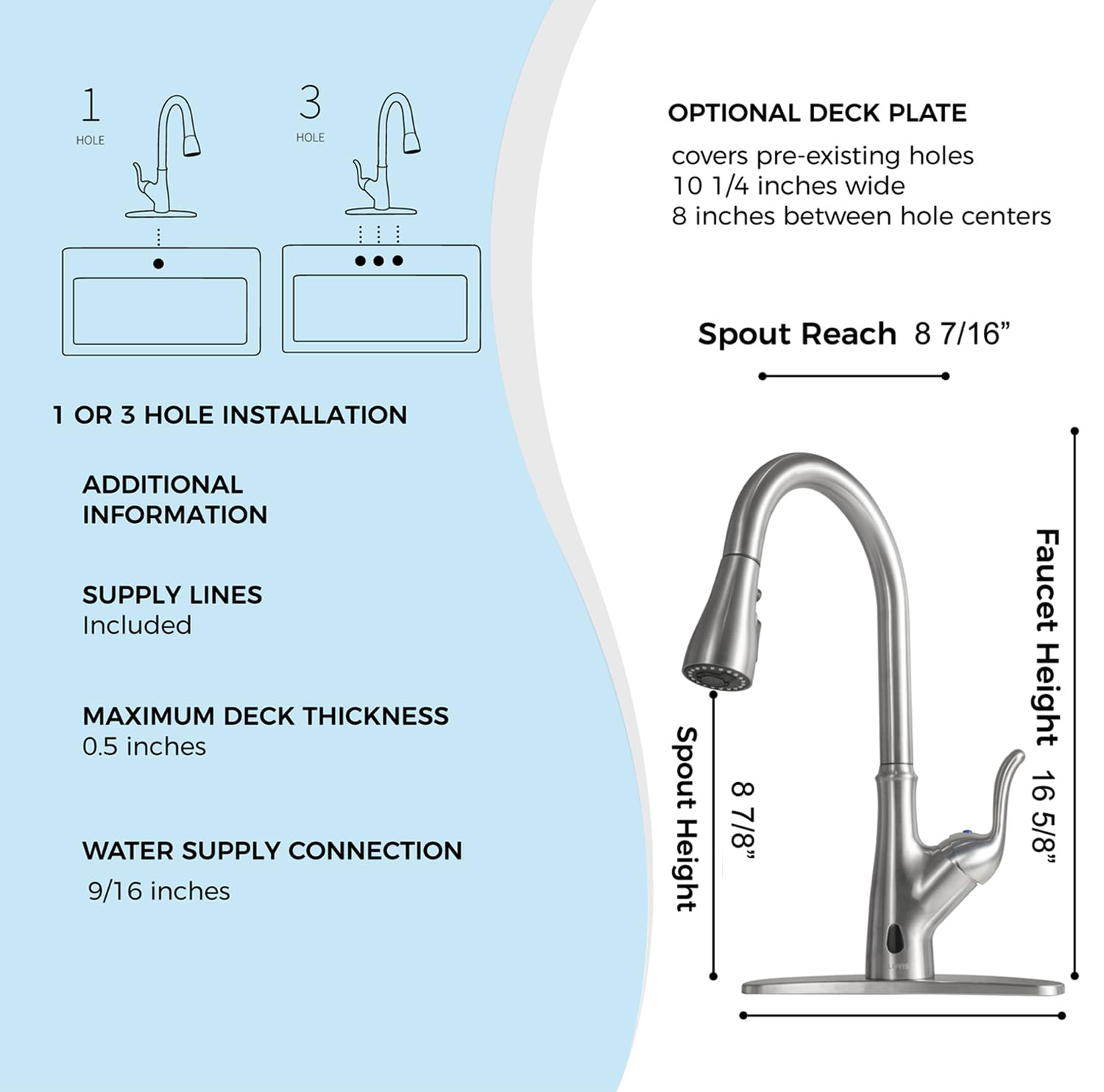 Smart Touchless Kitchen Faucet with Pull Down Sprayer - Brushed Nickel Finish, Touch On Activated Sensor for Modern Farmhouse, RV & Home Sinks (Perfect for Busy Cooks & Pet Washing)