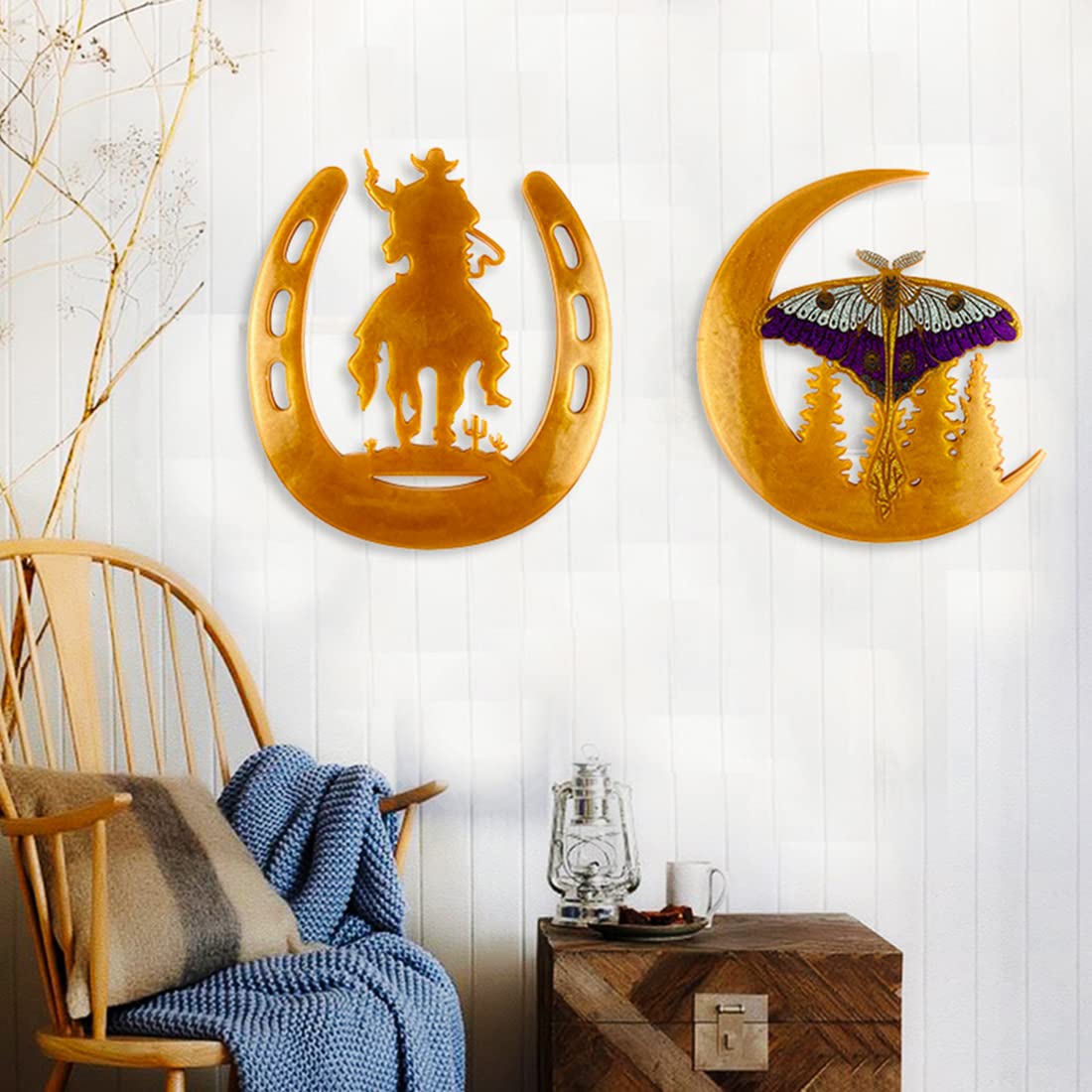 Voyyphixa 2-Piece DIY Resin Molds Set - Crescent Moon, Cowboy Rider & Butterfly Silicone Molds for Epoxy Crafting | Halloween Home Decor, Wall Art & Coaster Making | Perfect for DIY Gifts, Table Centerpieces & Party Decorations