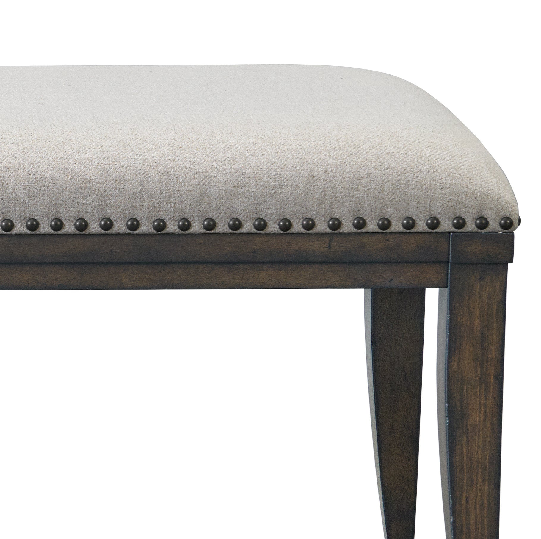 Roundhill Furniture Grant Nailhead Trim Upholstered Dining Bench in Grey - Stylish Seating for Kitchen, Dining Room & Entryway