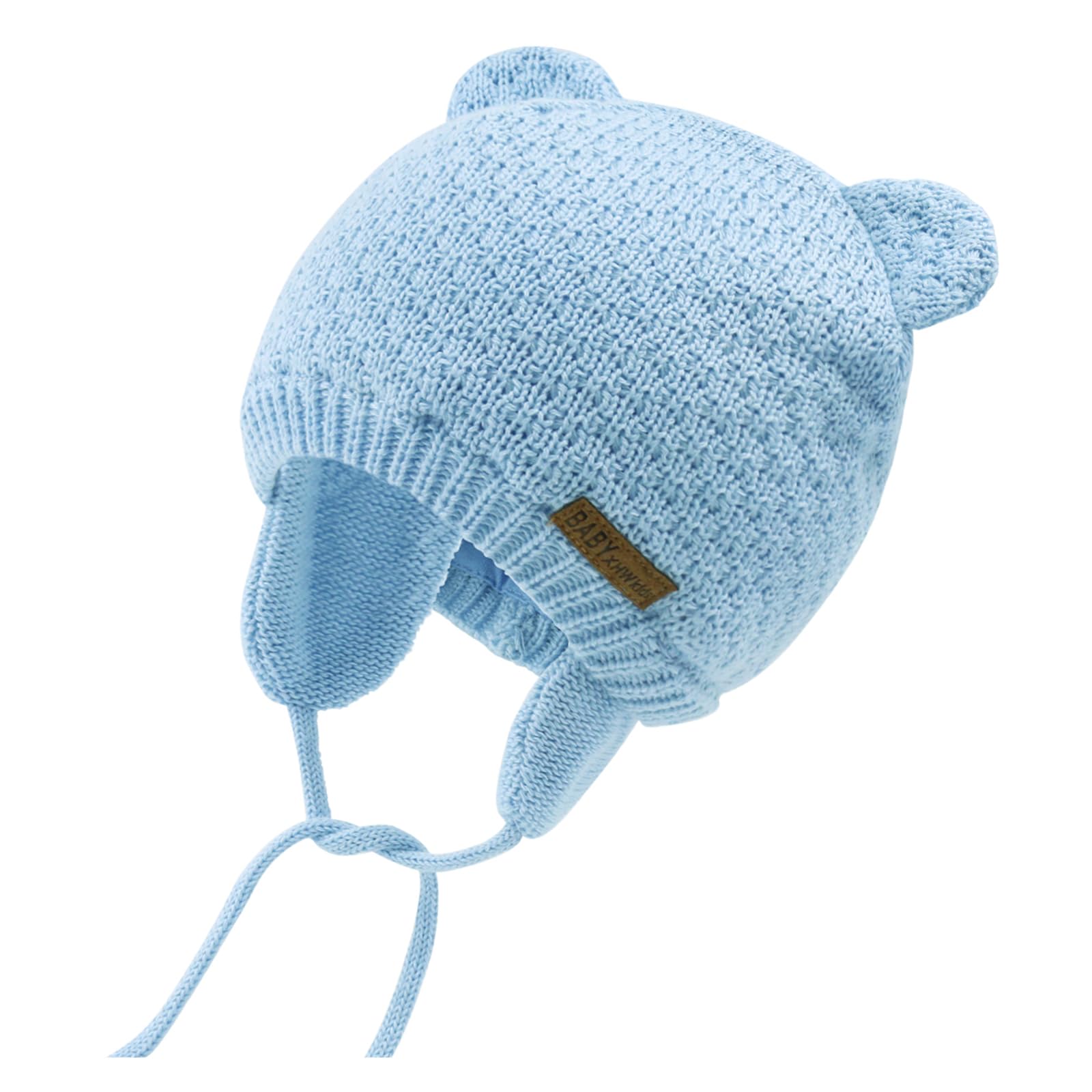 XIAOHAWANG Baby Hat - Cute Bear Toddler Earflap Beanie for Boys & Girls - Warm Winter Knit Hat for Infants 0-24 Months - Soft Fleece Lined for Fall & Winter Outdoor Play