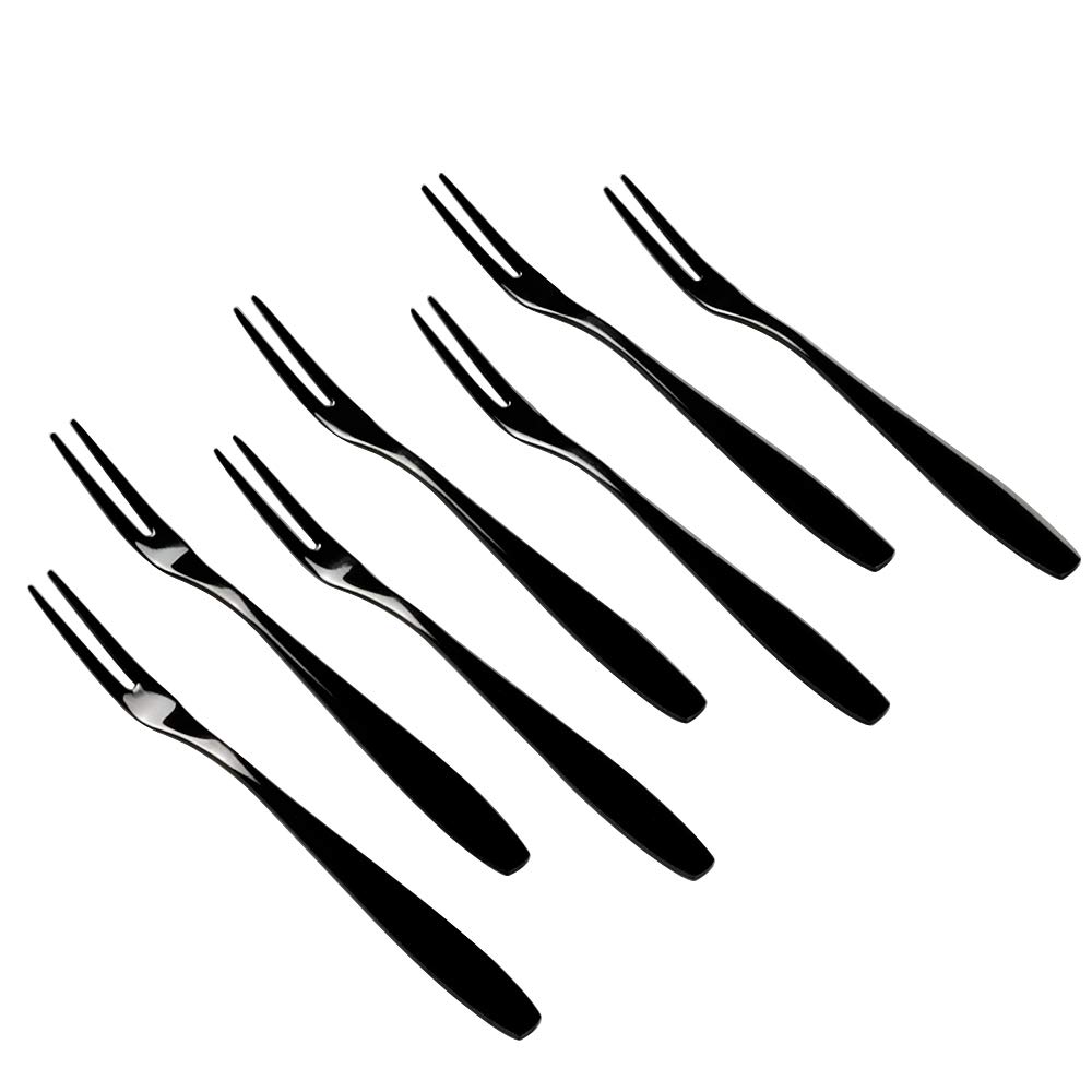 Wekioger 12-Piece Mini Cake Forks Set - Black Stainless Steel Dessert Forks for Cake, Fruit, Appetizers | Perfect for Parties, Weddings, Tea Time & Home Dining