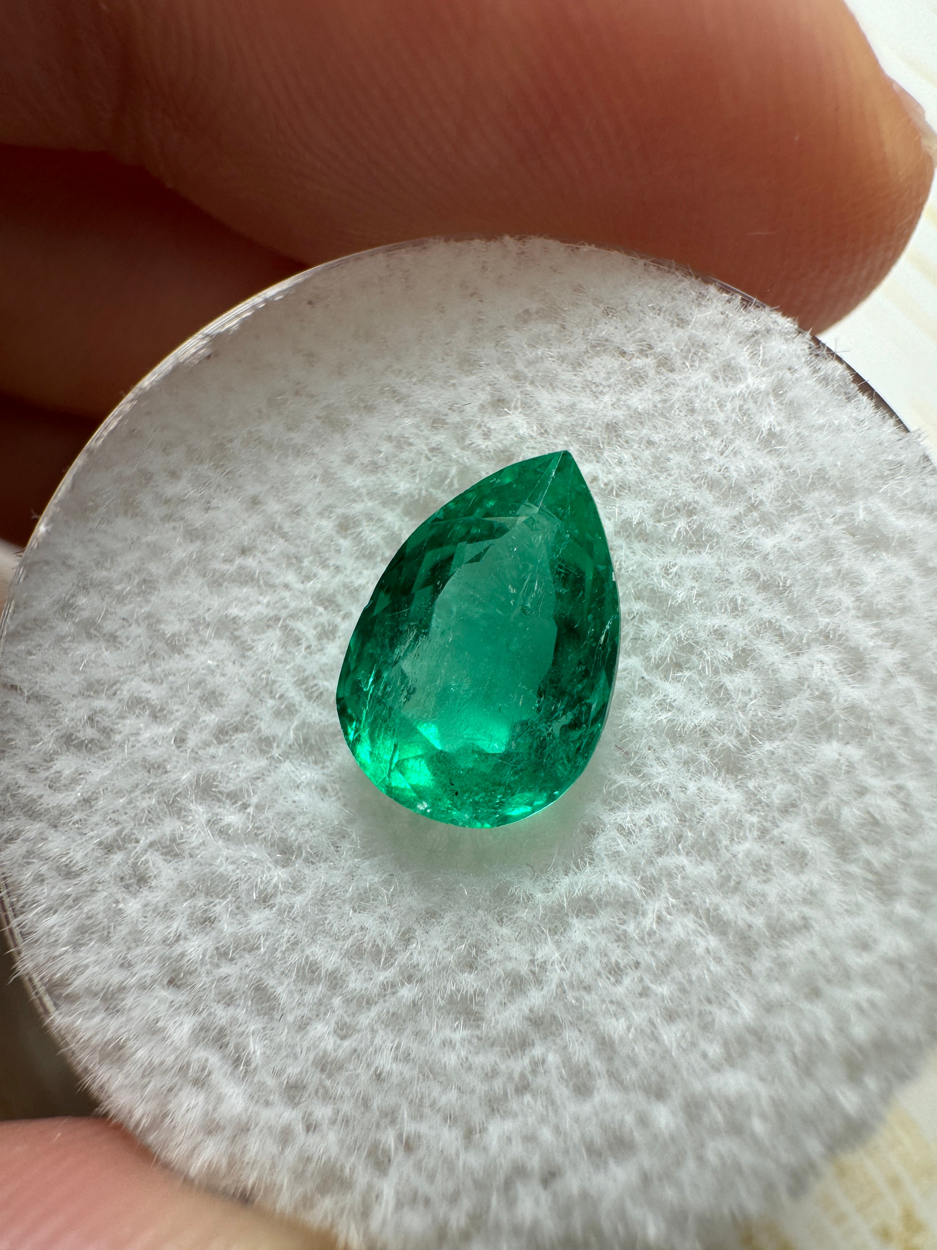 1.80 Carat Chunky Bluish Green Natural Loose Colombian Emerald Pear Cut Gemstone for Jewelry Making, Engagement Rings & Luxury Gifts