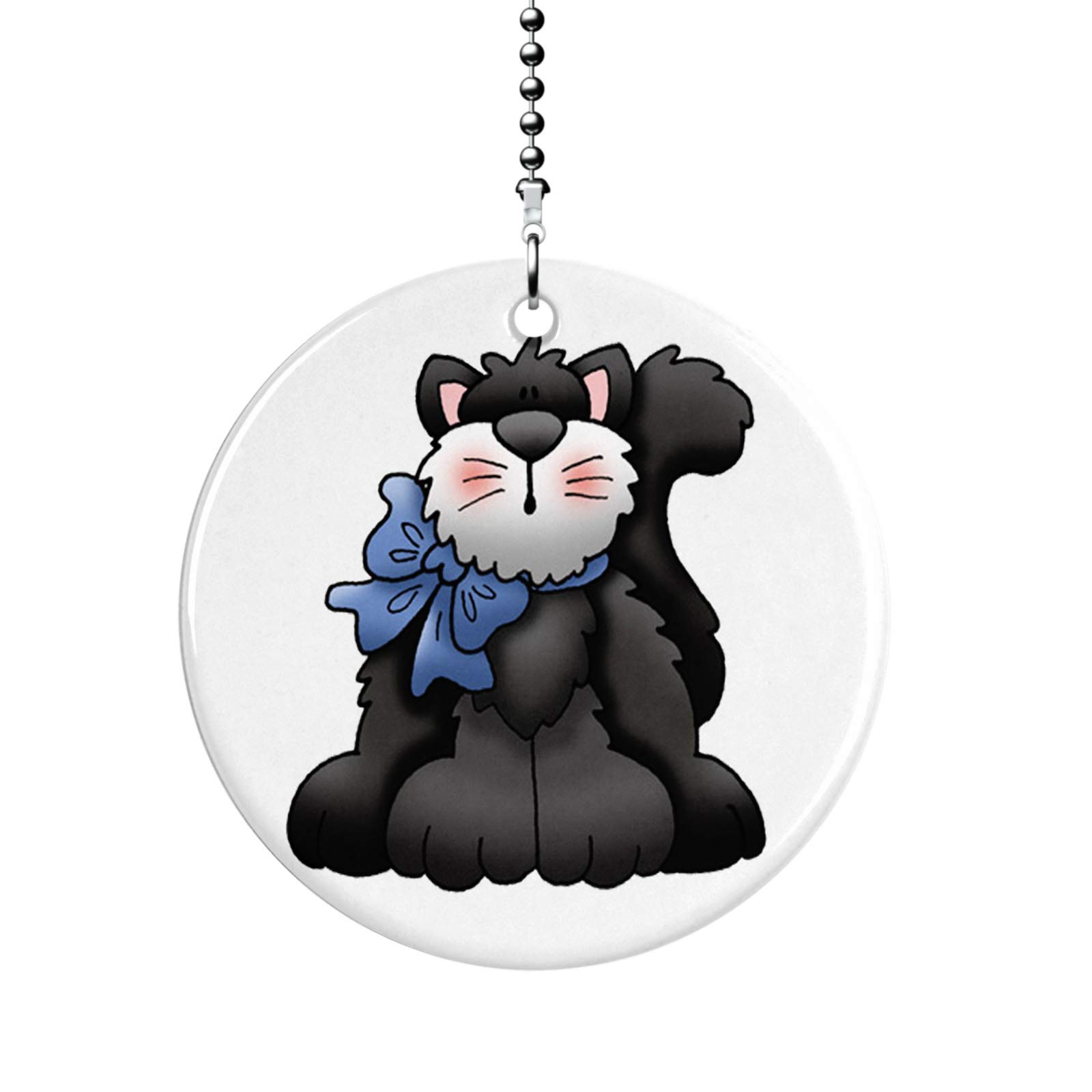 Black Cat with Blue Bow Ceiling Fan Pull Chain - Decorative Light Switch Pull for Home, Bedroom, and Nursery Decor