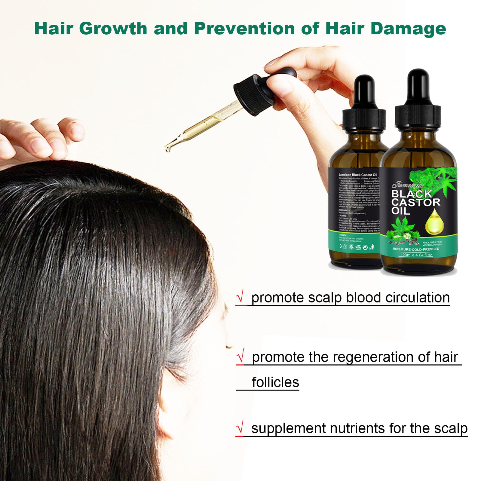 100% Pure Organic Cold Pressed Castor Oil 50ml - Natural Hair Growth for Eyelashes, Eyebrows & Beard - Moisturizing & Nourishing for Skin & Scalp - Perfect for DIY Beauty & Hair Care