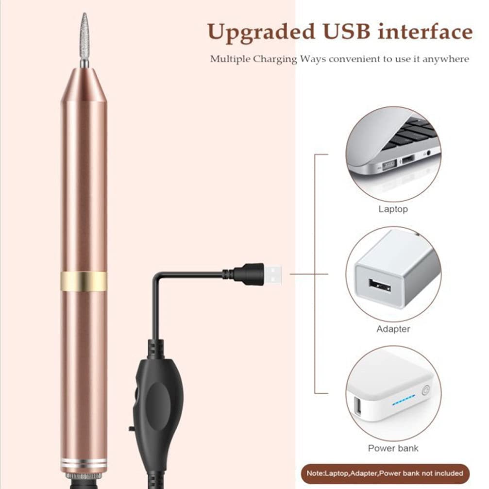 Beaupretty Portable Electric Nail Drill - Professional USB Rechargeable Manicure Kit with 6 Sanding Bands & LED Light for At-Home Nail Care, Salon Quality Pedicure & Gel Polish Removal