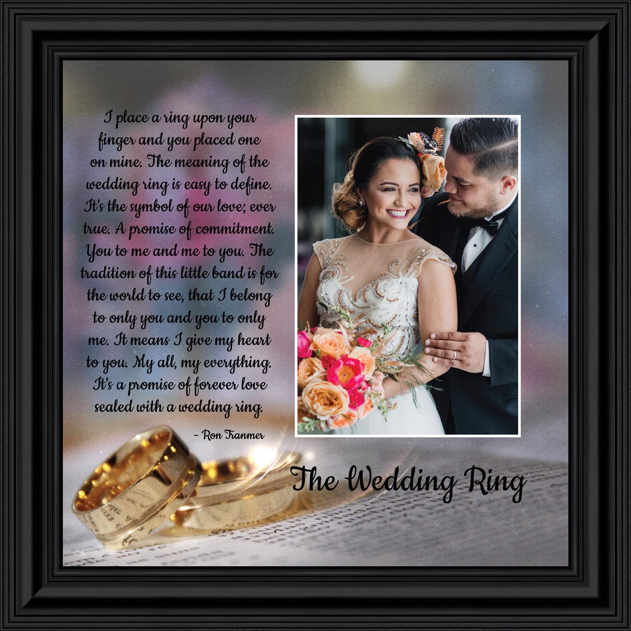 Crossroads Home Décor The Wedding Ring Picture Frame - Elegant Keepsake for Anniversaries, Engagements & Weddings - Perfect Gift for Couples, True Love & Romantic Home Decor (6418B) - Display Cherished Wedding Photos in Bedroom, Living Room or as a Heartfelt Gift