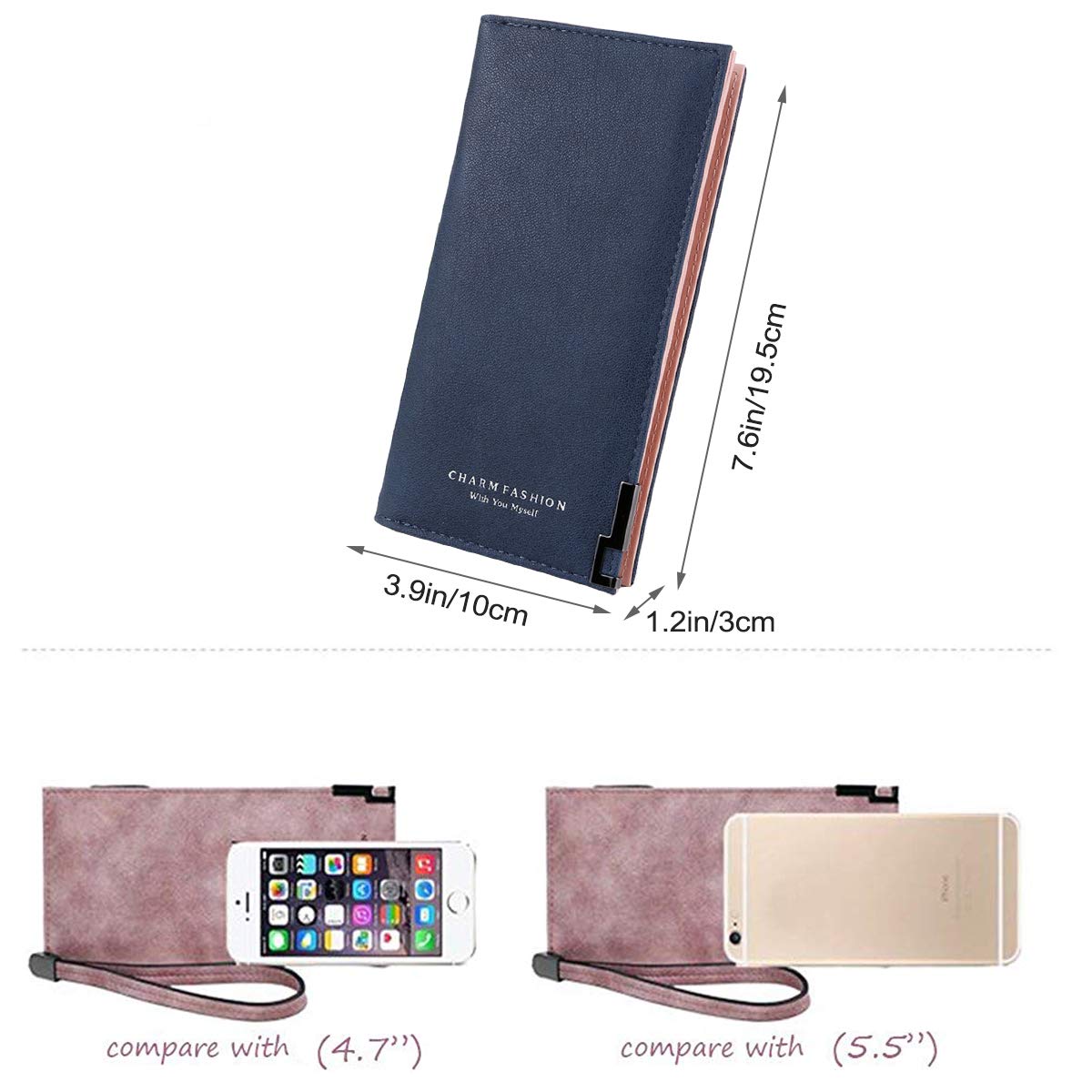 RFID Blocking Women's Wallet - Bifold Card Holder with Wrist Strap, Large Capacity Phone Clutch Purse for Everyday Use & Travel