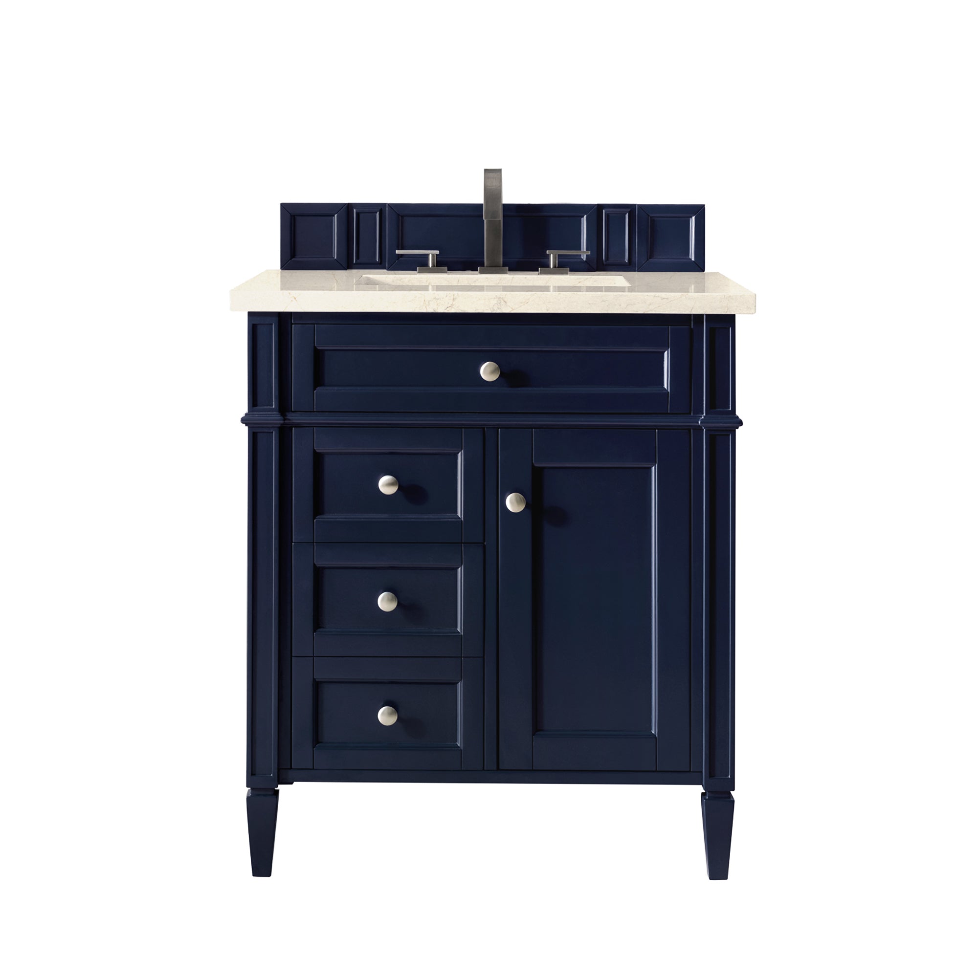 Brittany 30 Inch Single Bathroom Vanity with Victory Blue Finish & 3CM Eternal Marfil Quartz Countertop - Perfect for Modern Master Bathrooms & Powder Rooms