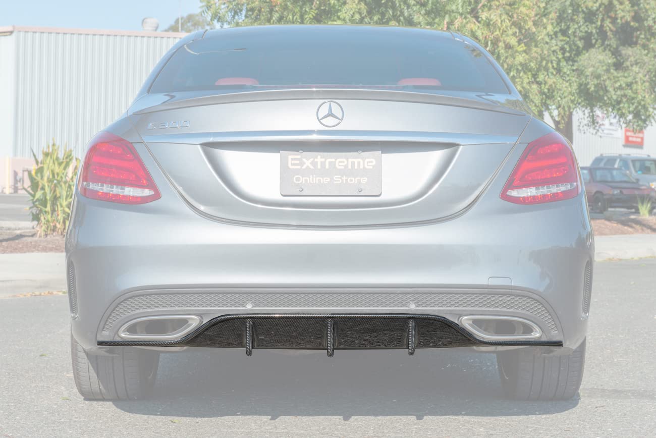2015-2018 Mercedes Benz W205 C-Class AMG Sport Style Carbon Fiber Rear Bumper Lower Diffuser Replacement - Upgrade Your Car's Aerodynamics & Style for Street Racing & Show Car Events