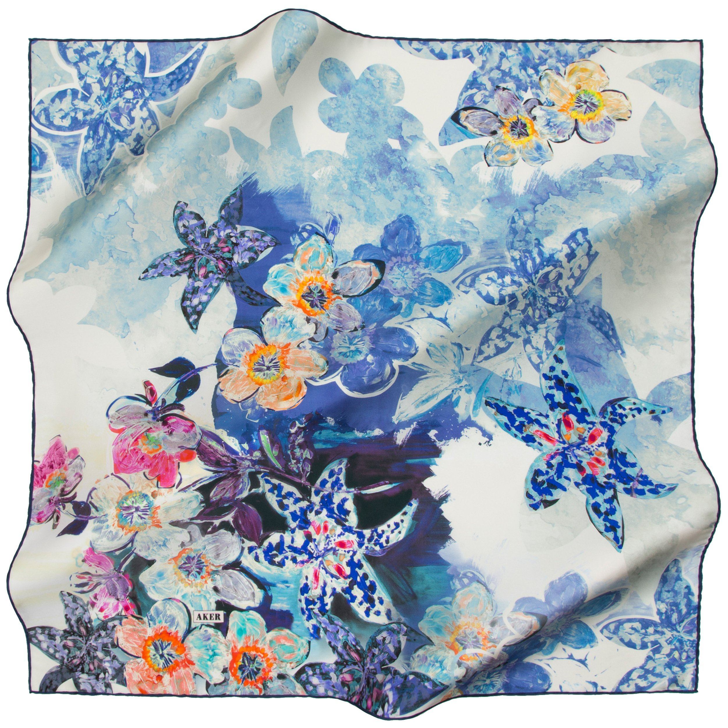 Aker Daisy Silk Scarf for Women - Elegant Floral Print Fashion Accessory - Perfect for Office, Party and Travel Outfits