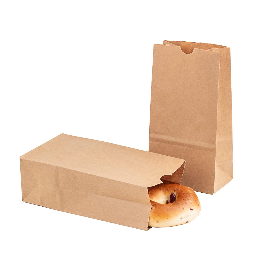 100-Pack 4 LB Disposable Lunch Bags - Flat Bottom Kraft Takeout Bags for Restaurants, Cafes & Bakeries | Sturdy Eco-Friendly Popcorn & Food Packaging Bags for Catering, Food Trucks & Party Events