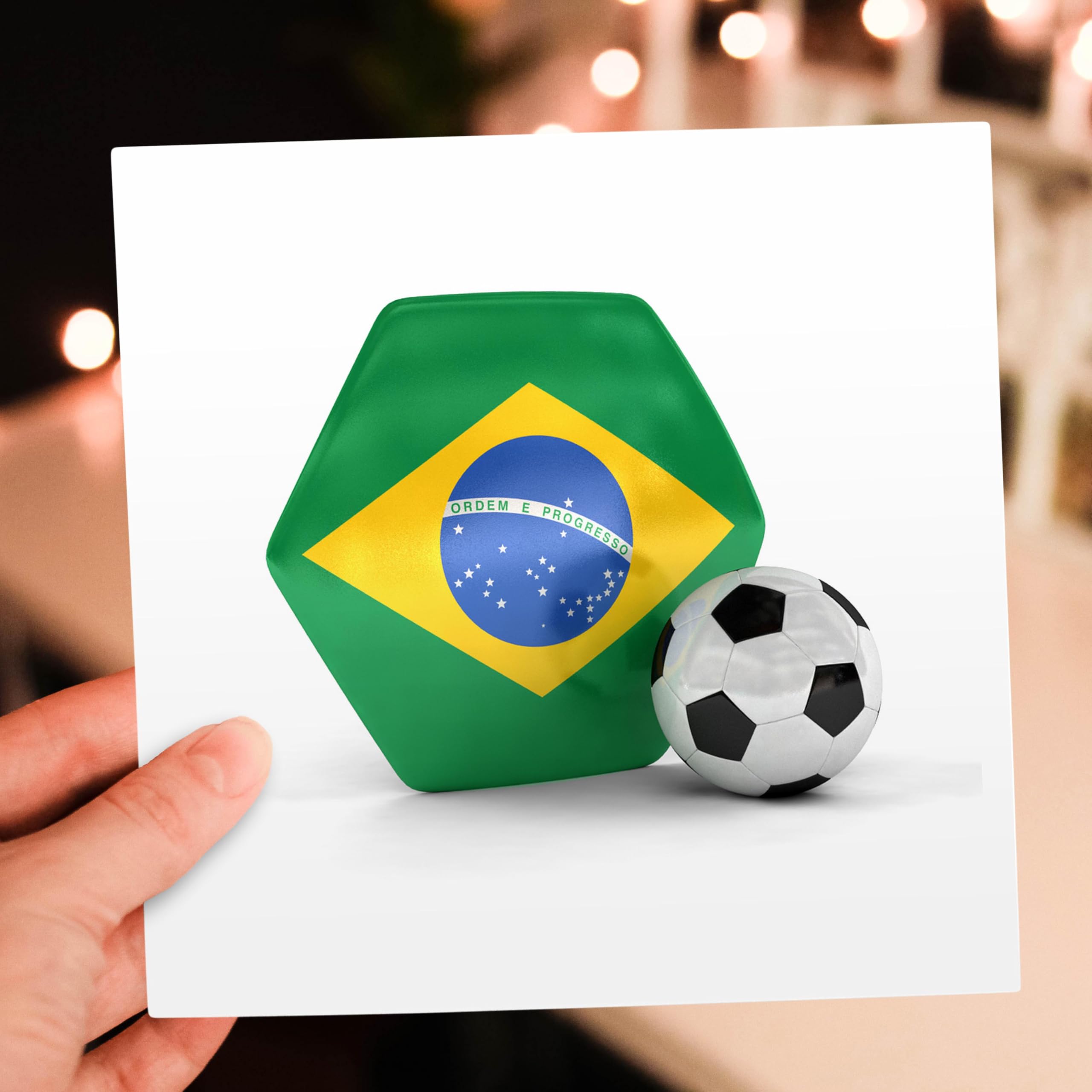 Brazil Soccer Ball Greeting Card - Handmade Illustration for Birthday, Christmas & Special Occasions - Perfect for Soccer Fans & Sports Lovers