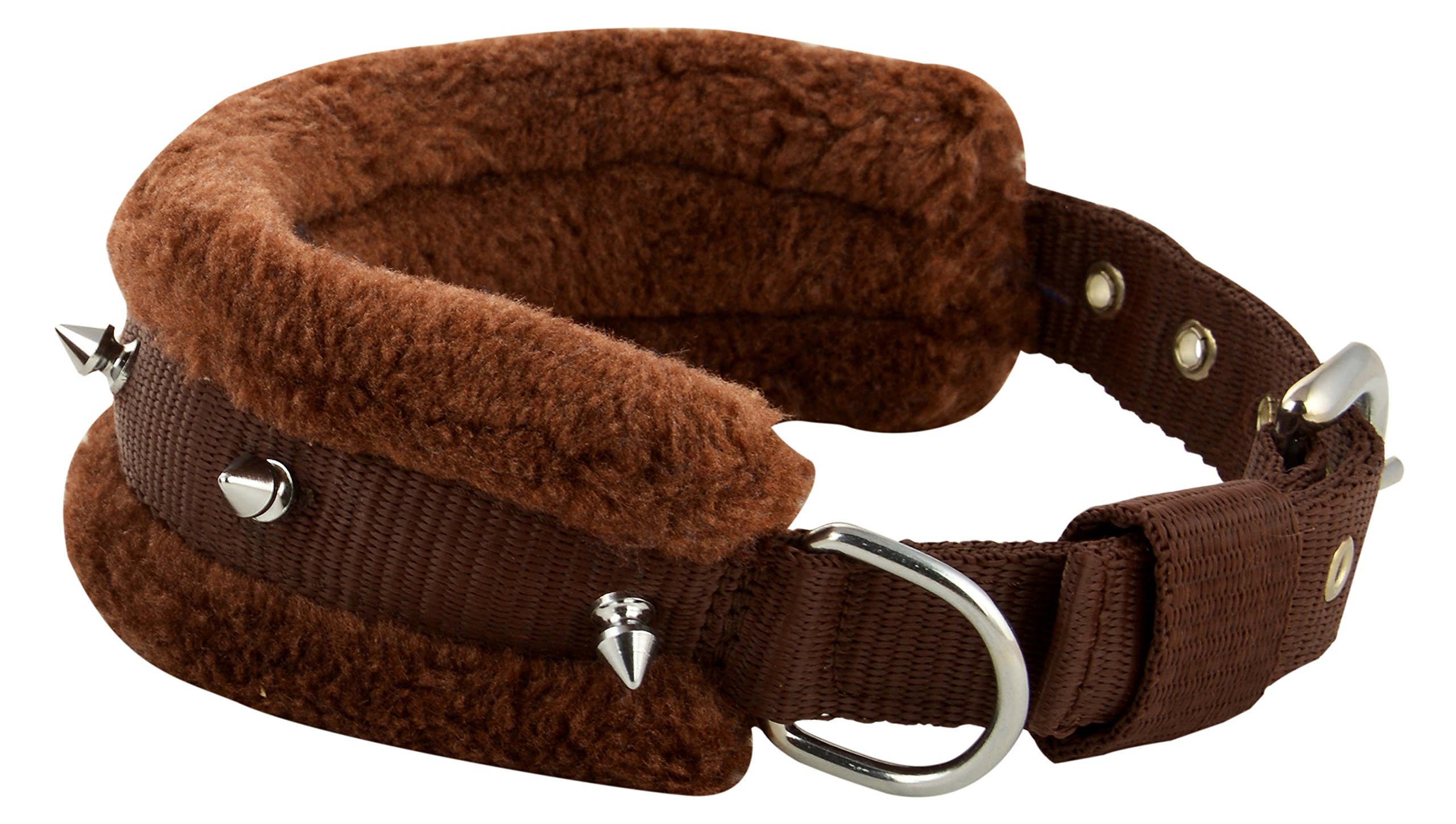 **Skora Fur Nylon Brown 1 Inch Spiked Medium Dog Collar for Small to Medium Dogs - Adjustable & Stylish Pet Collar for Daily Walks & Outdoor Adventures (Medium, Brown)**