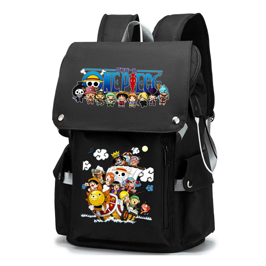 One Piece Anime Cosplay Backpack - 15.6 Inch Laptop School Rucksack for Students & Travel - Black - Perfect for Anime Conventions, School & Daily Use